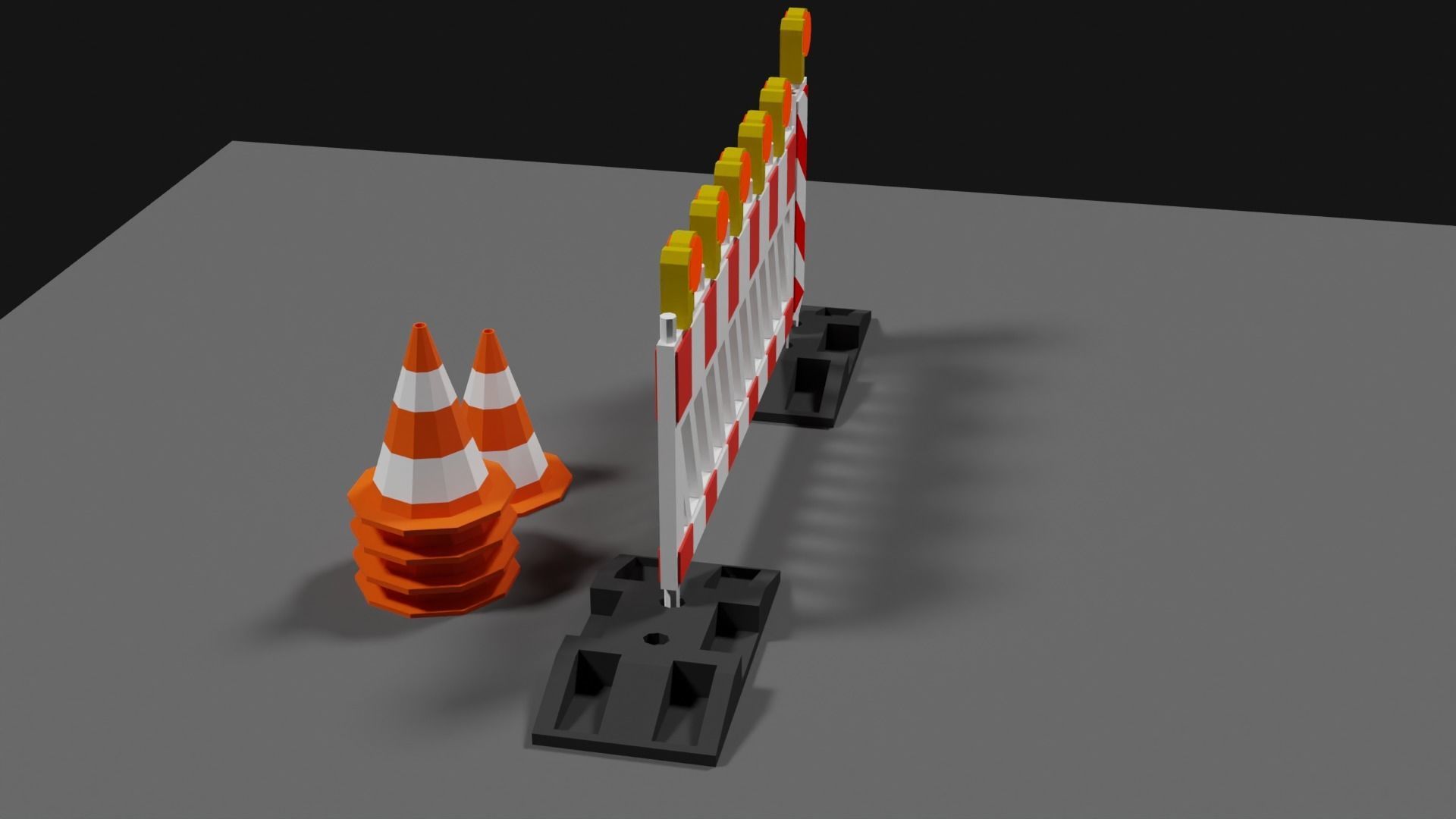 Lowpoly Street Construction Barrier Low-poly 3D model_13
