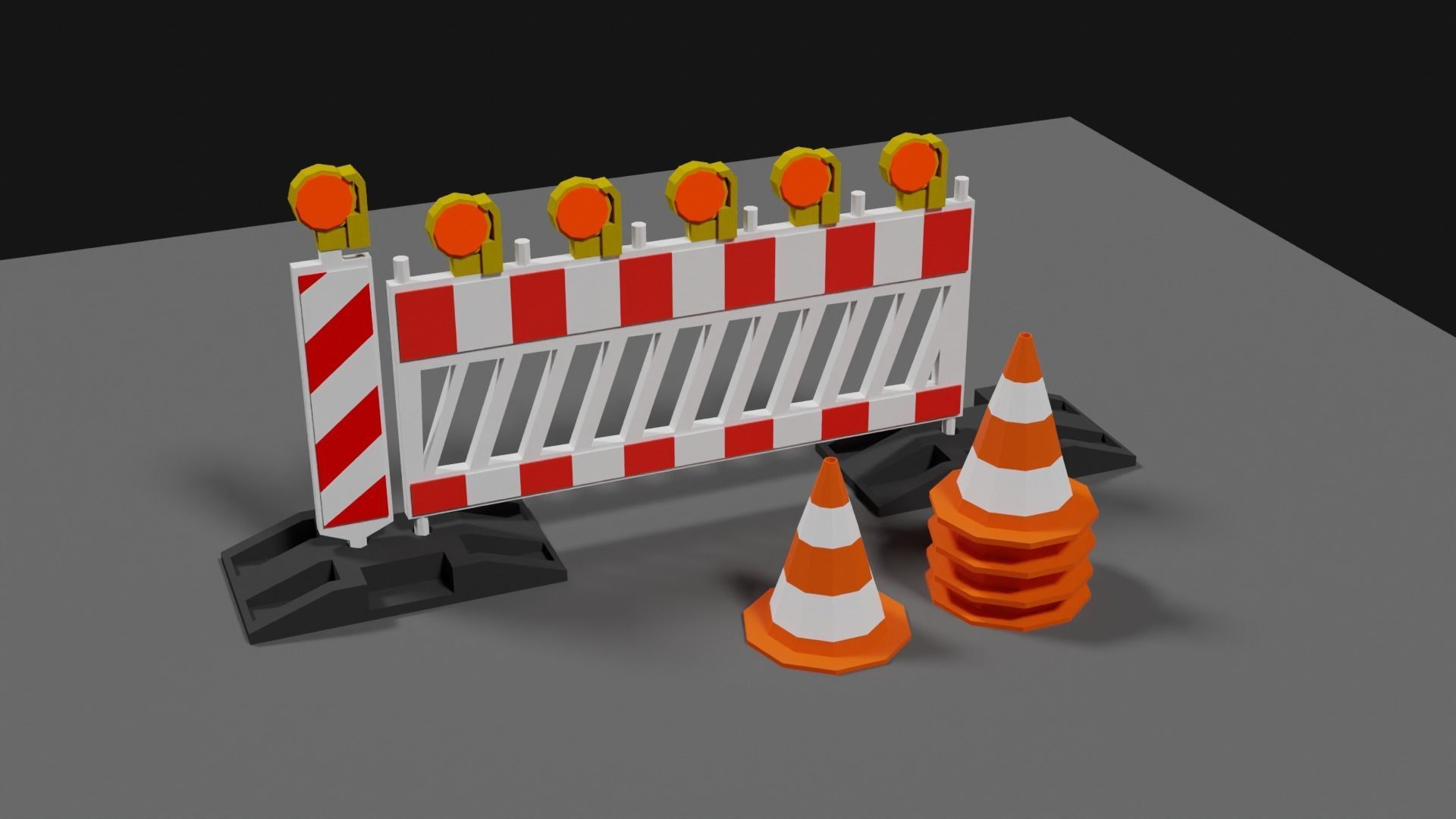 Lowpoly Street Construction Barrier Low-poly 3D model_4