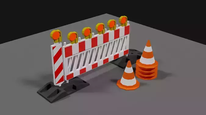 Lowpoly Street Construction Barrier