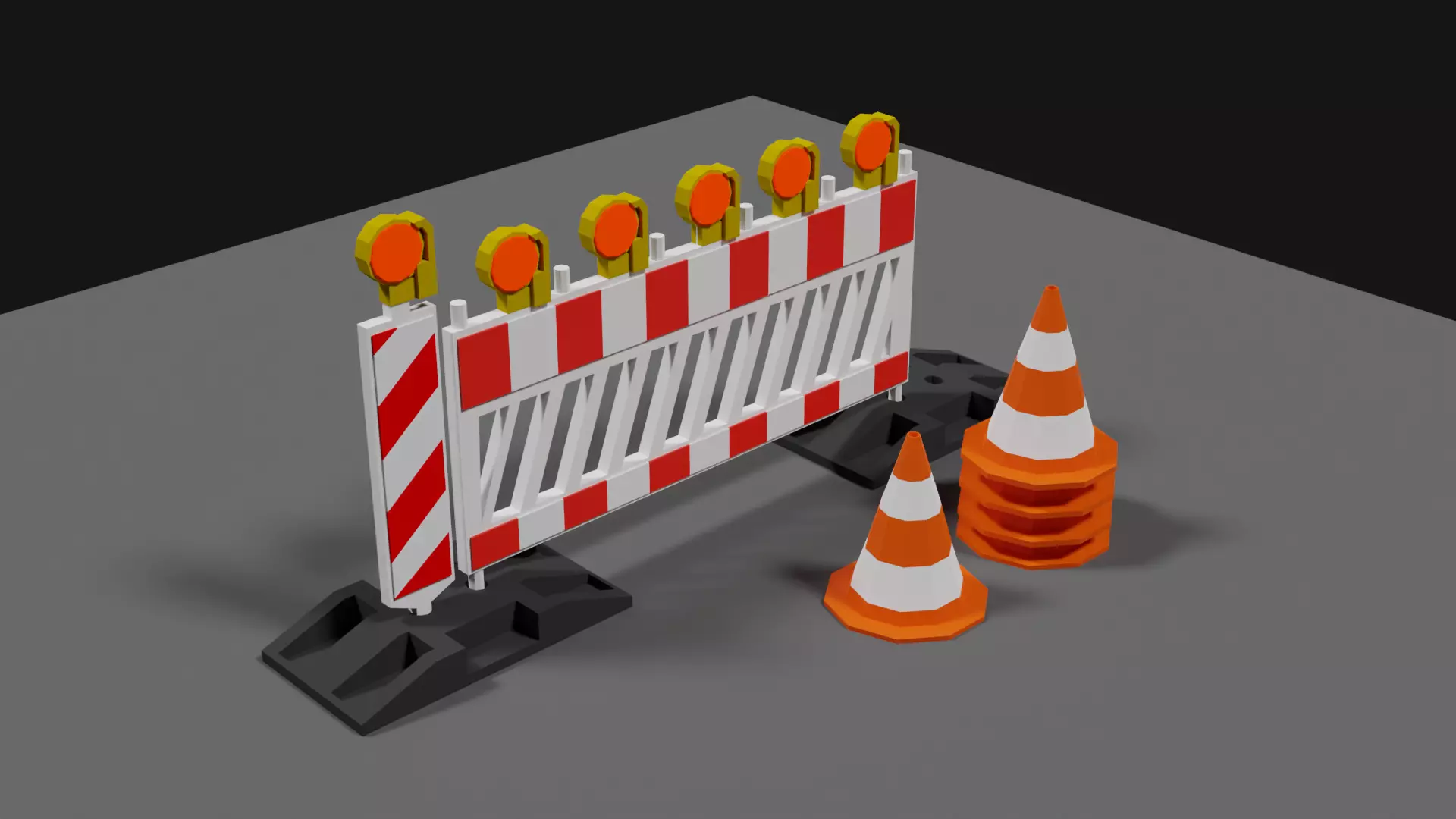 Lowpoly Street Construction Barrier Low-poly 3D model_0