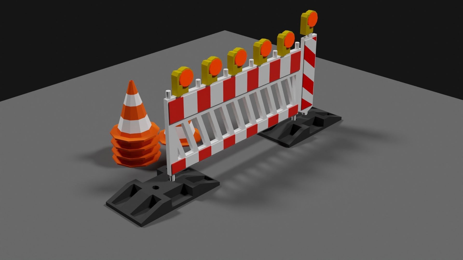 Lowpoly Street Construction Barrier Low-poly 3D model_16