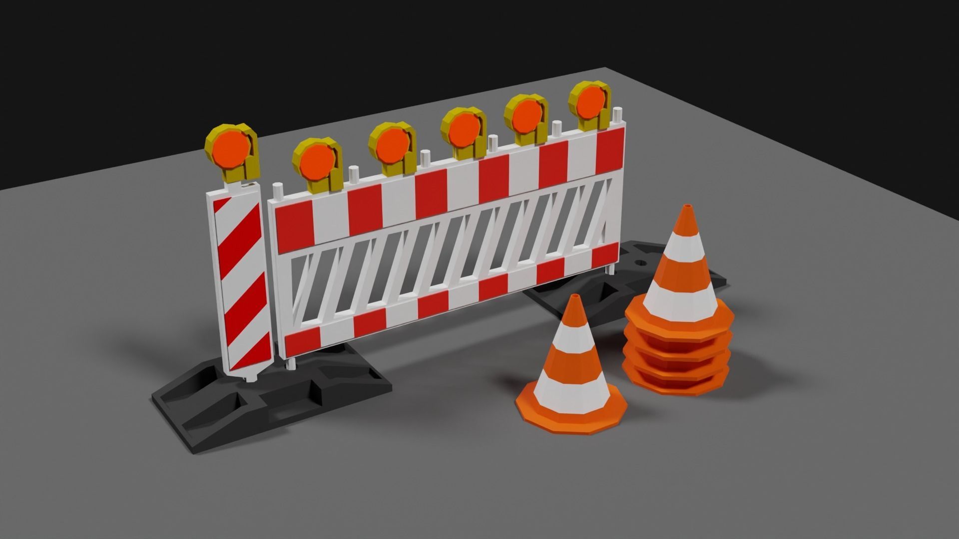 Lowpoly Street Construction Barrier Low-poly 3D model_3