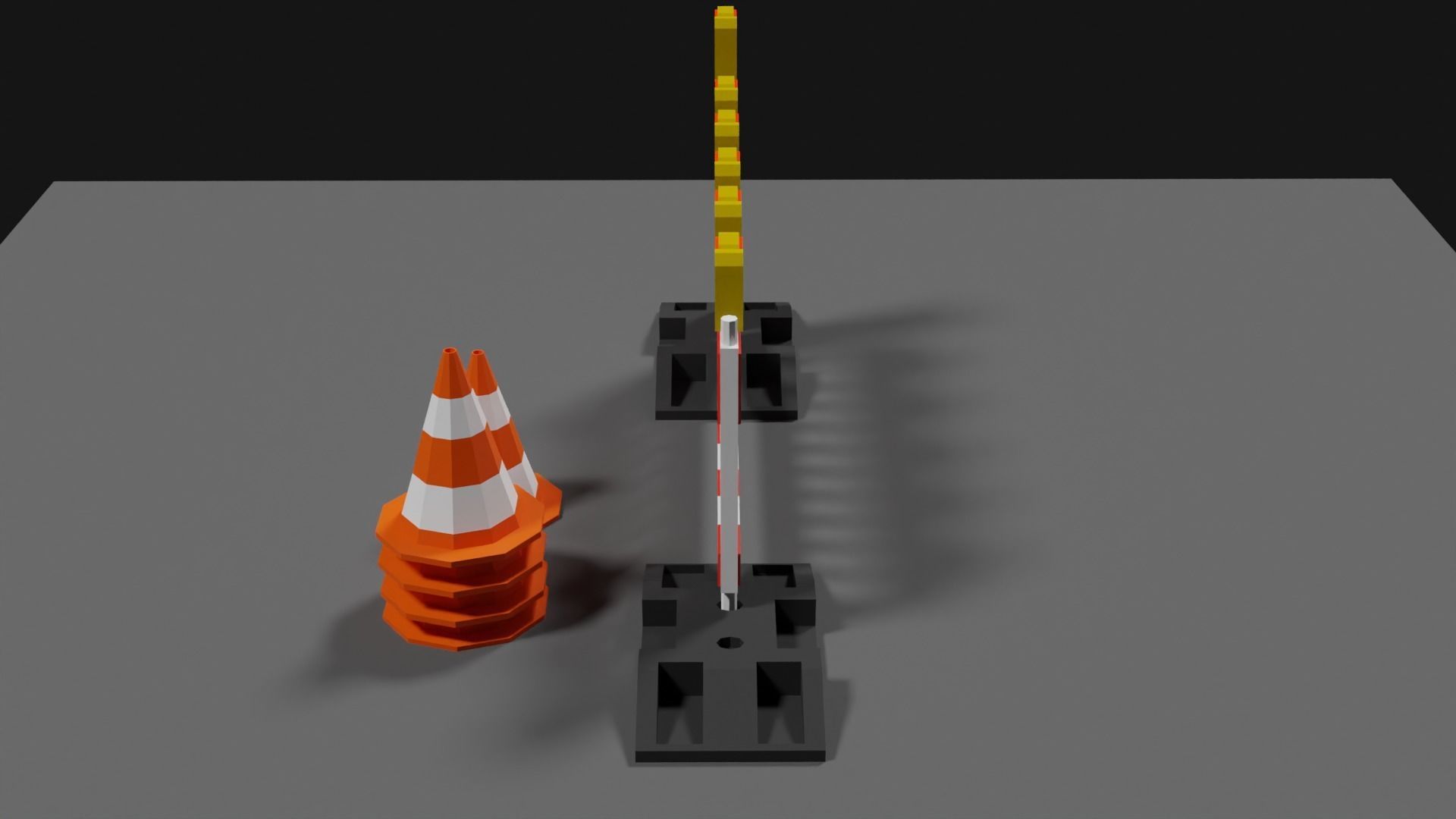 Lowpoly Street Construction Barrier Low-poly 3D model_12