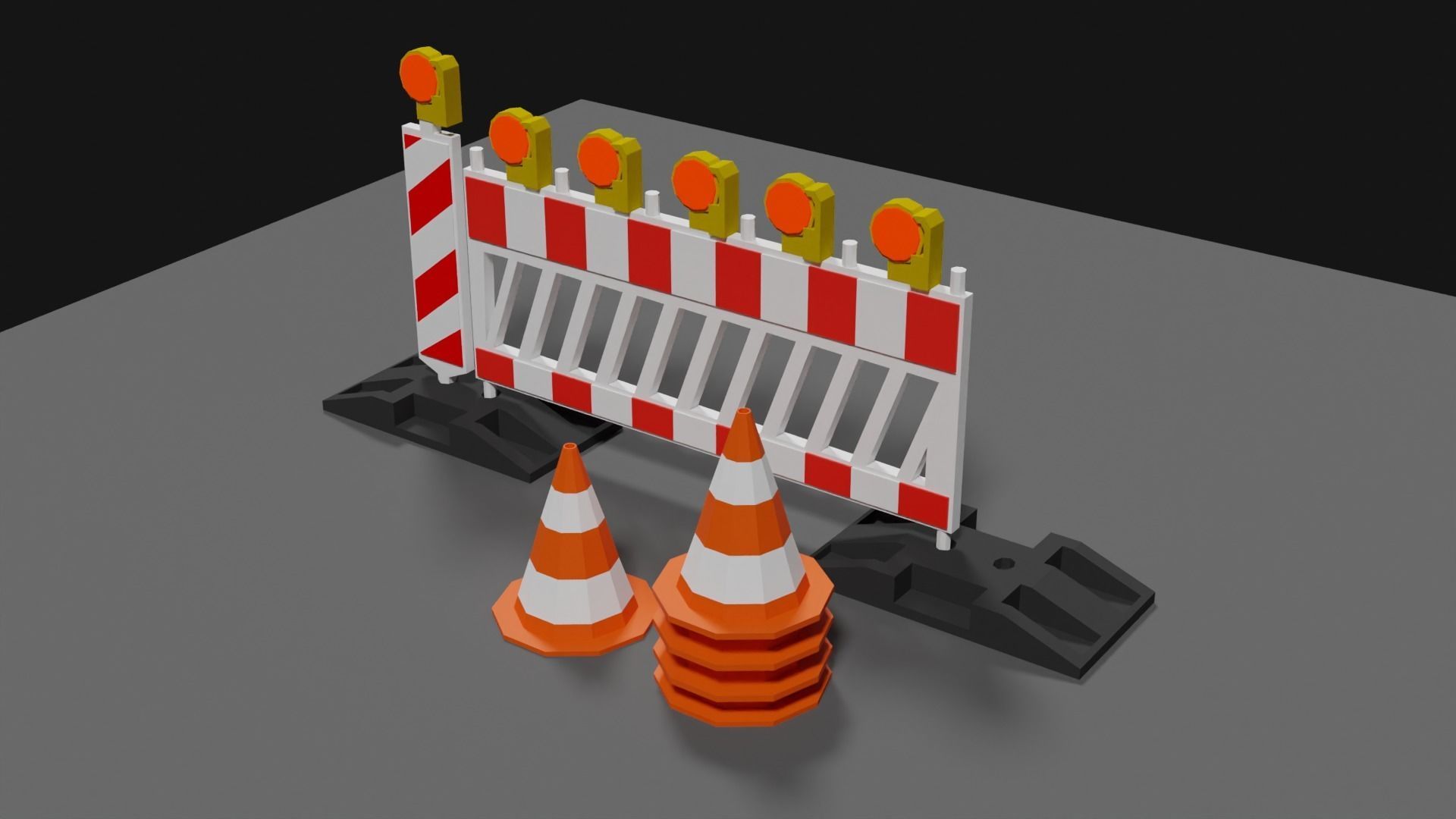 Lowpoly Street Construction Barrier Low-poly 3D model_8
