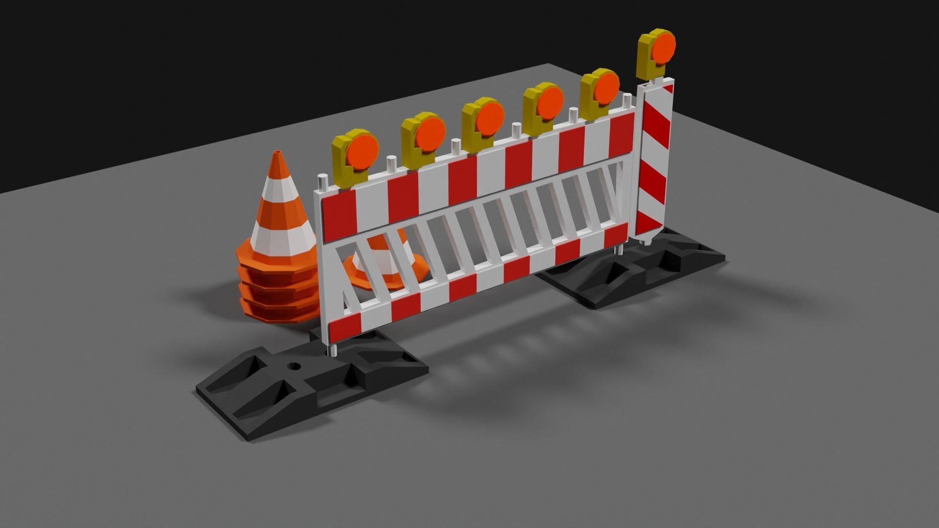 Lowpoly Street Construction Barrier Low-poly 3D model_17