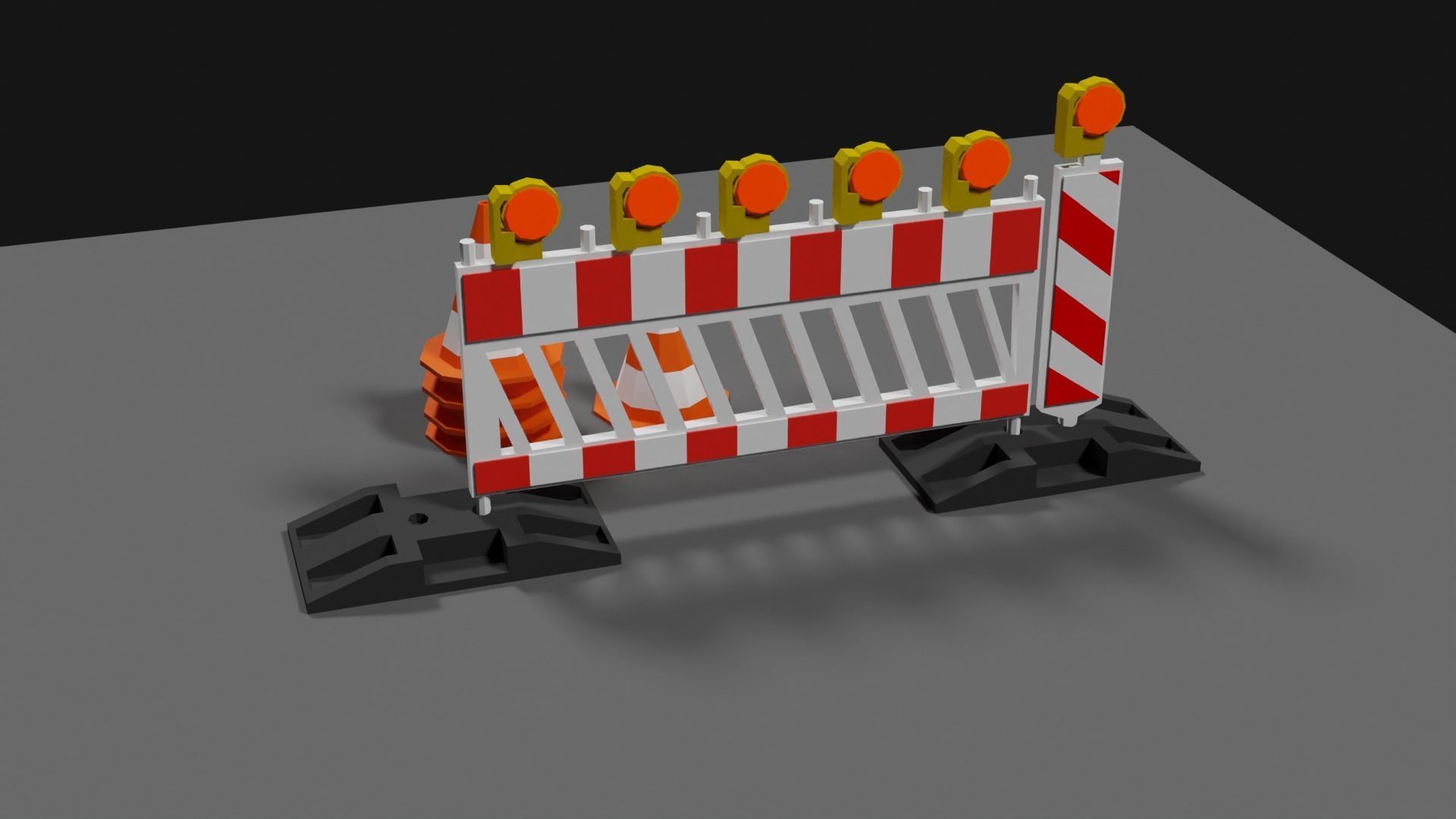 Lowpoly Street Construction Barrier Low-poly 3D model_19