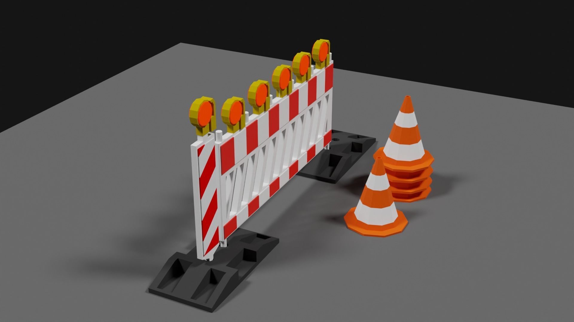 Lowpoly Street Construction Barrier Low-poly 3D model_29