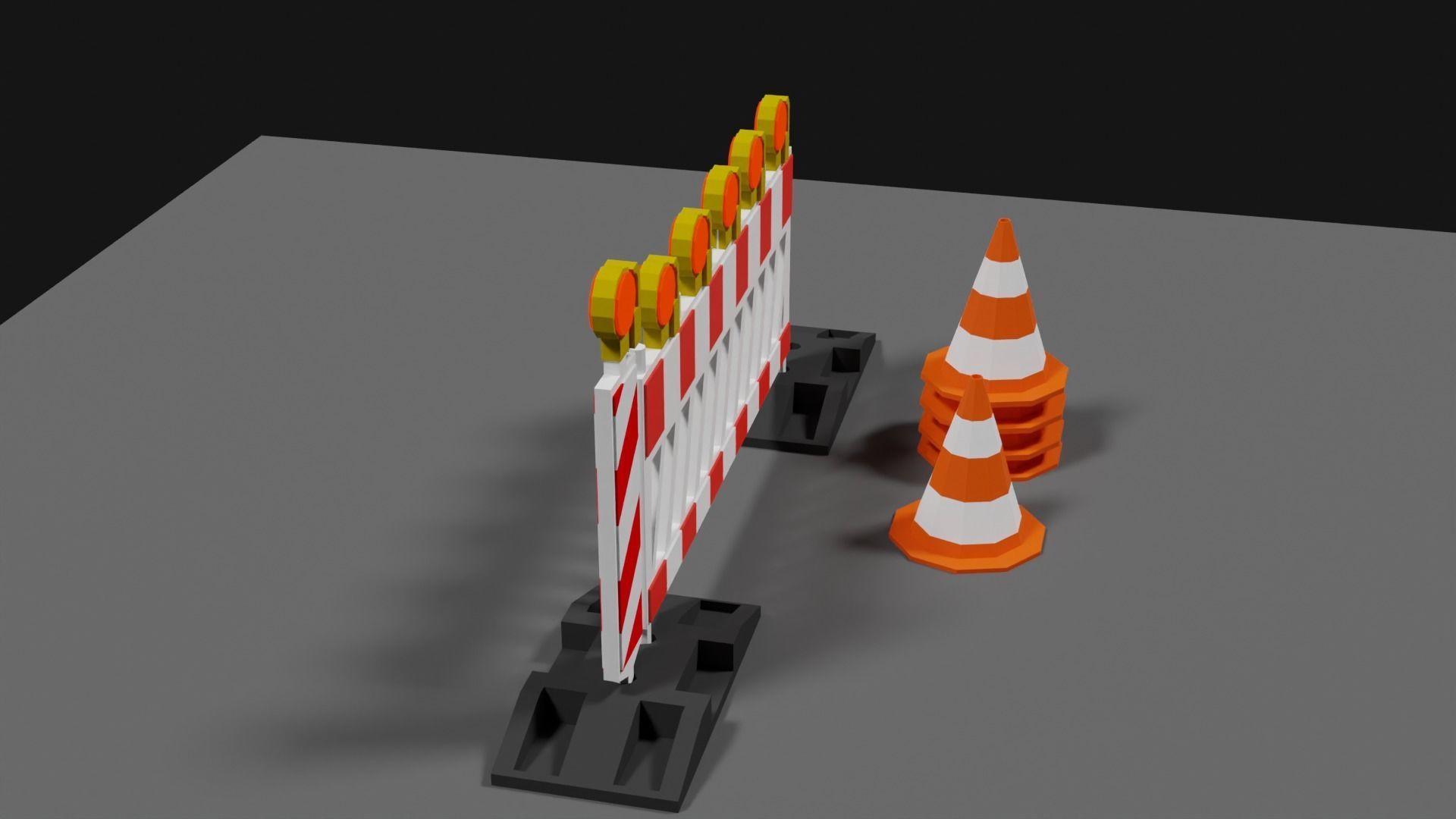 Lowpoly Street Construction Barrier Low-poly 3D model_28