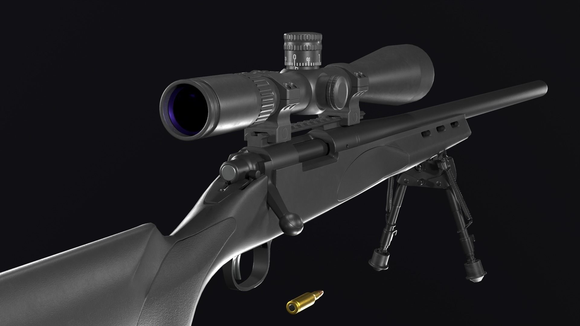 Remington 700 SPS VARMINT 223 Rem Low-poly 3D model_15