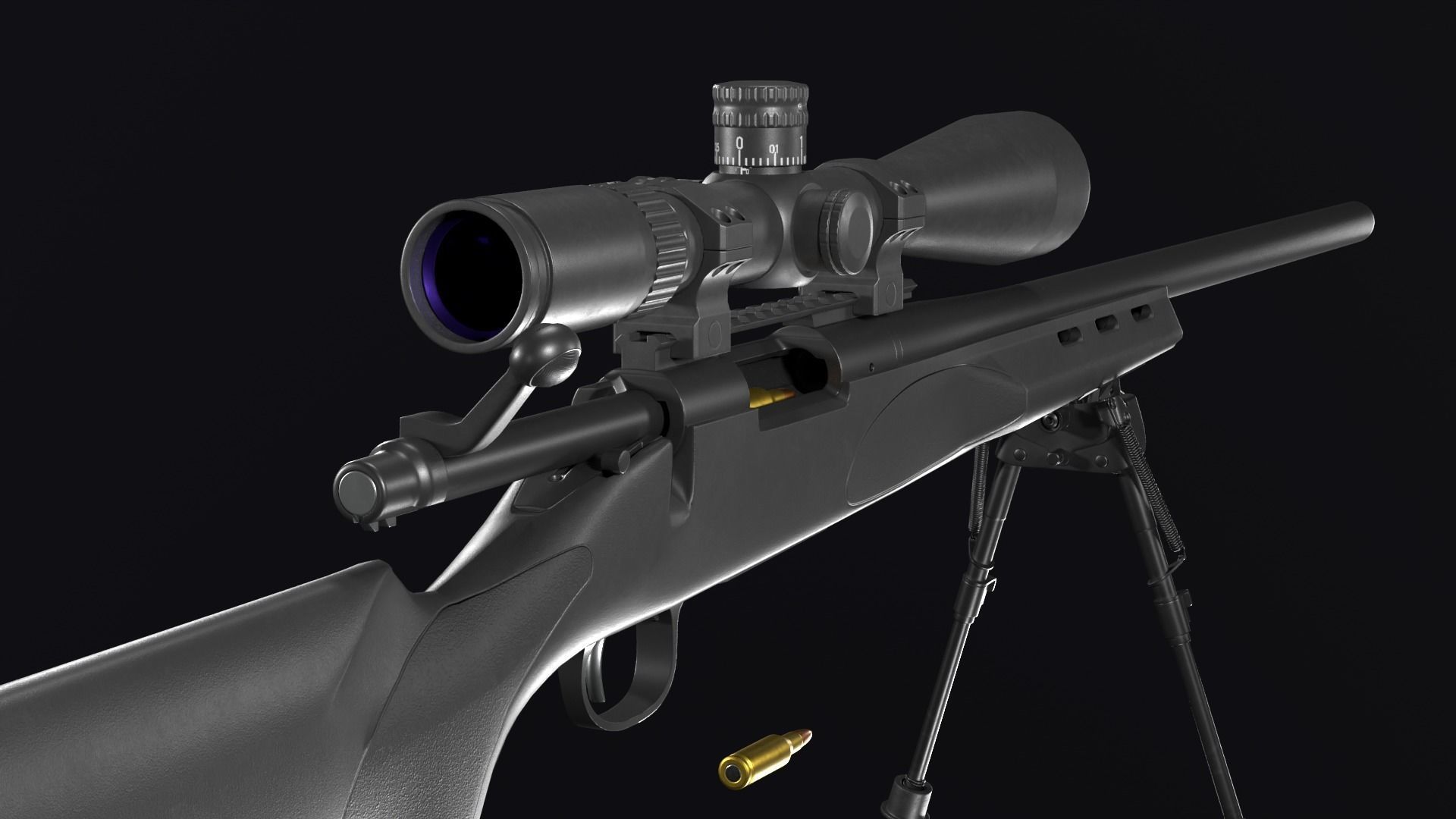 Remington 700 SPS VARMINT 223 Rem Low-poly 3D model_17