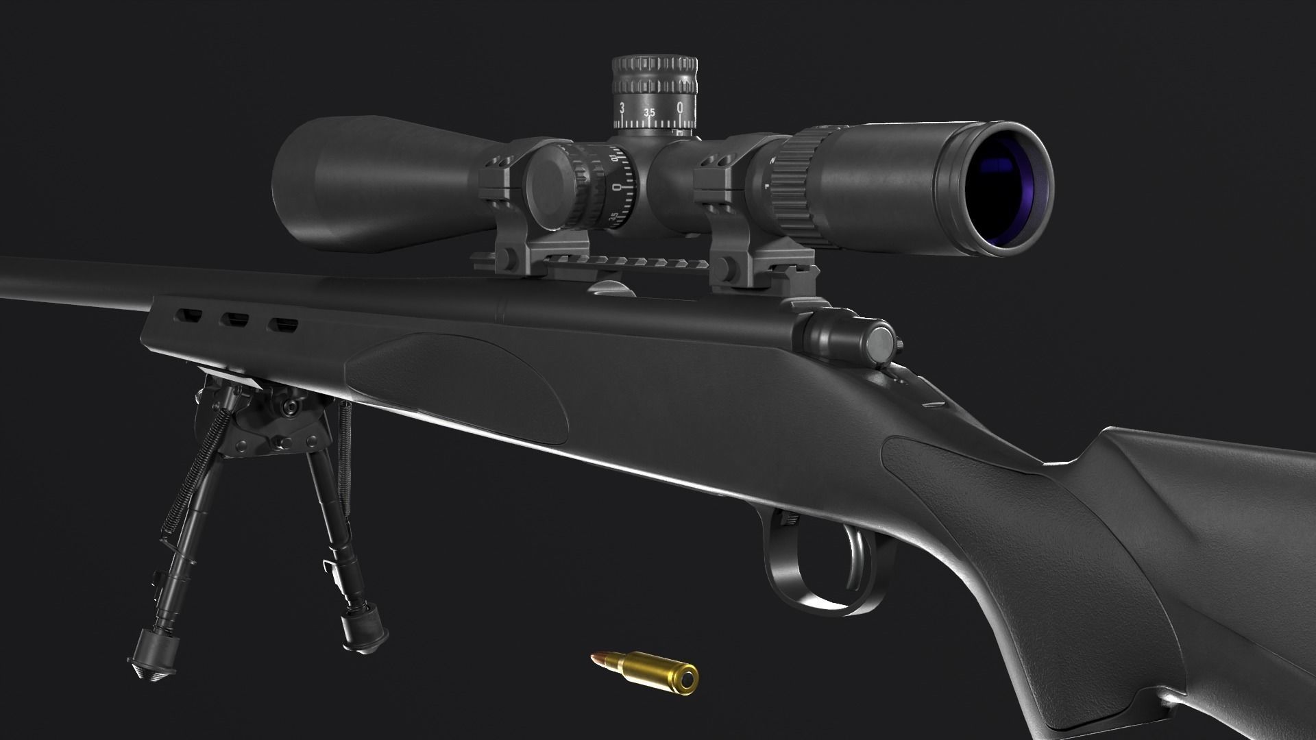 Remington 700 SPS VARMINT 223 Rem Low-poly 3D model_18