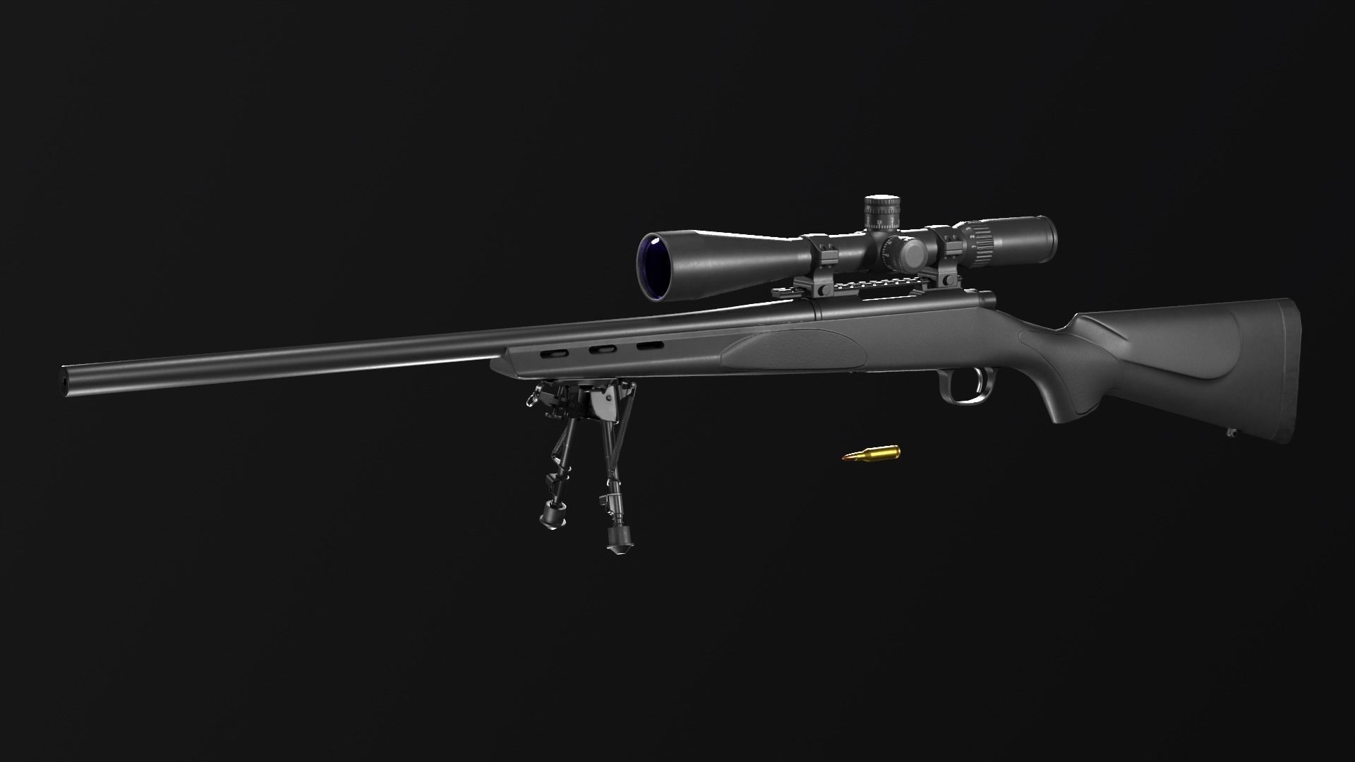 Remington 700 SPS VARMINT 223 Rem Low-poly 3D model_3