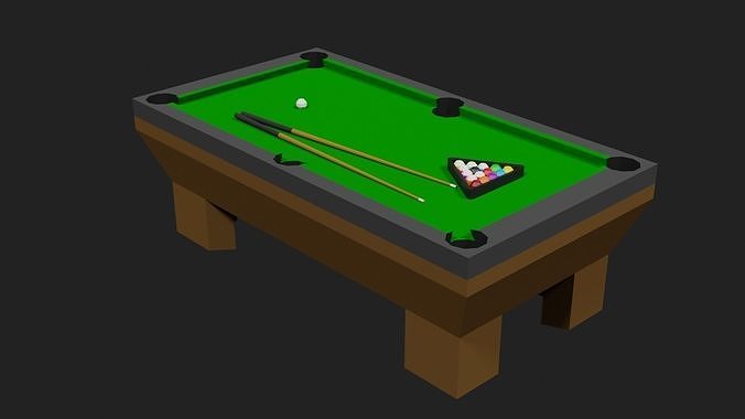 Lowpoly Pooltable pool table with cues and balls Low-poly 3D model