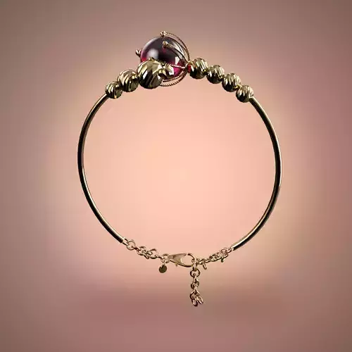 Bracelet with ruby Low-poly 3D model