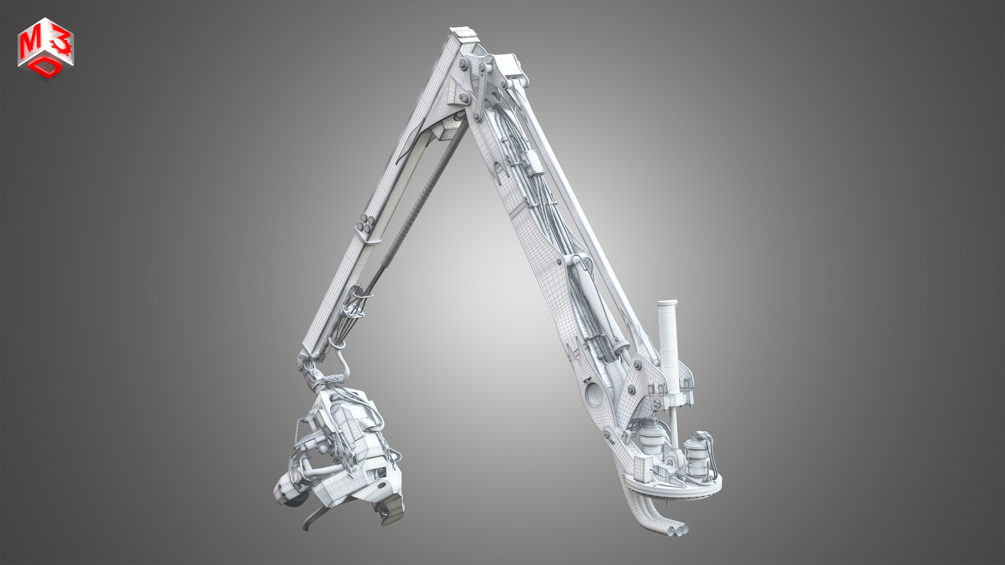 H21D Forestry Harvester Head with Arm 3D model_11