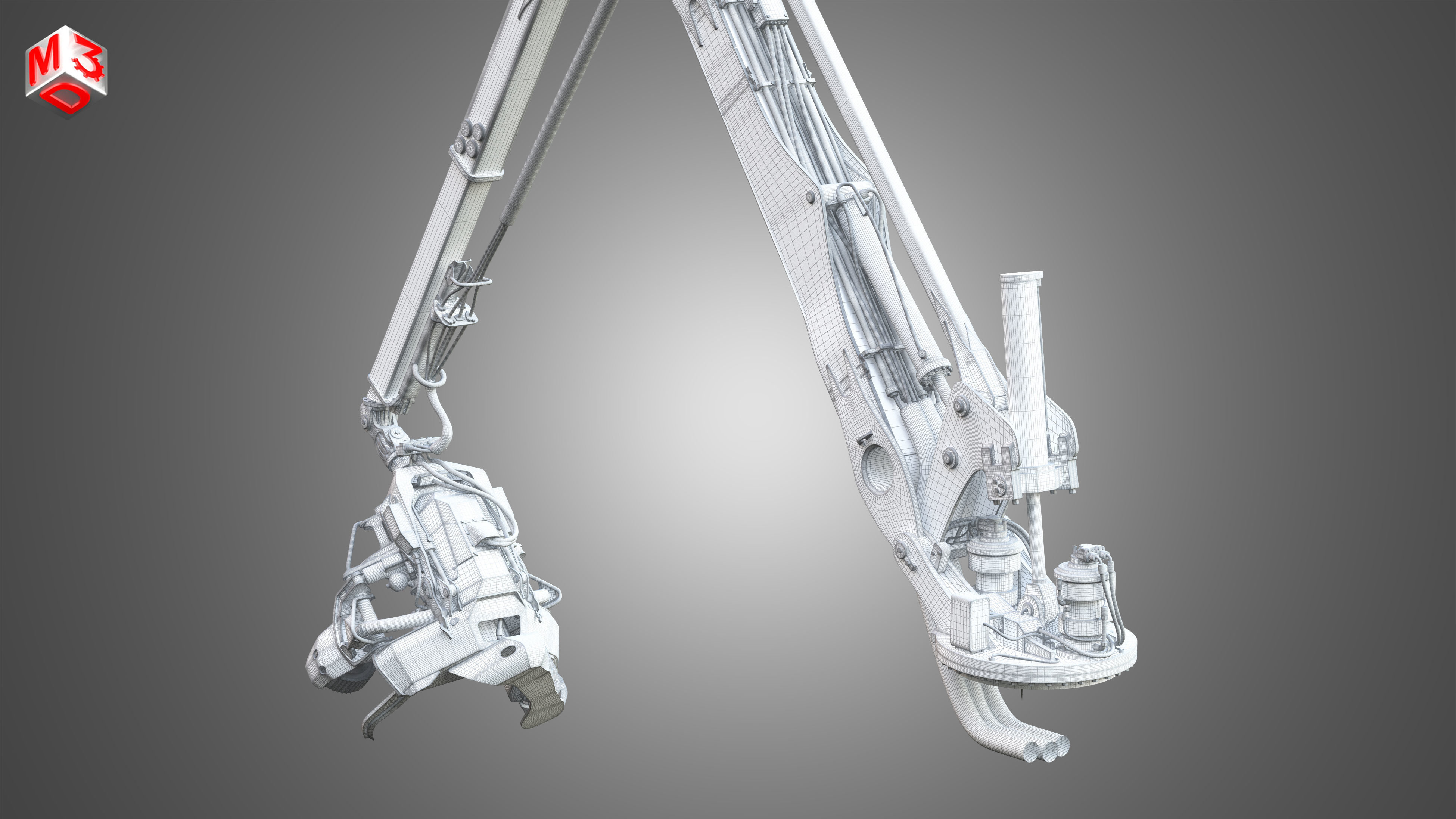 H21D Forestry Harvester Head with Arm 3D model_12