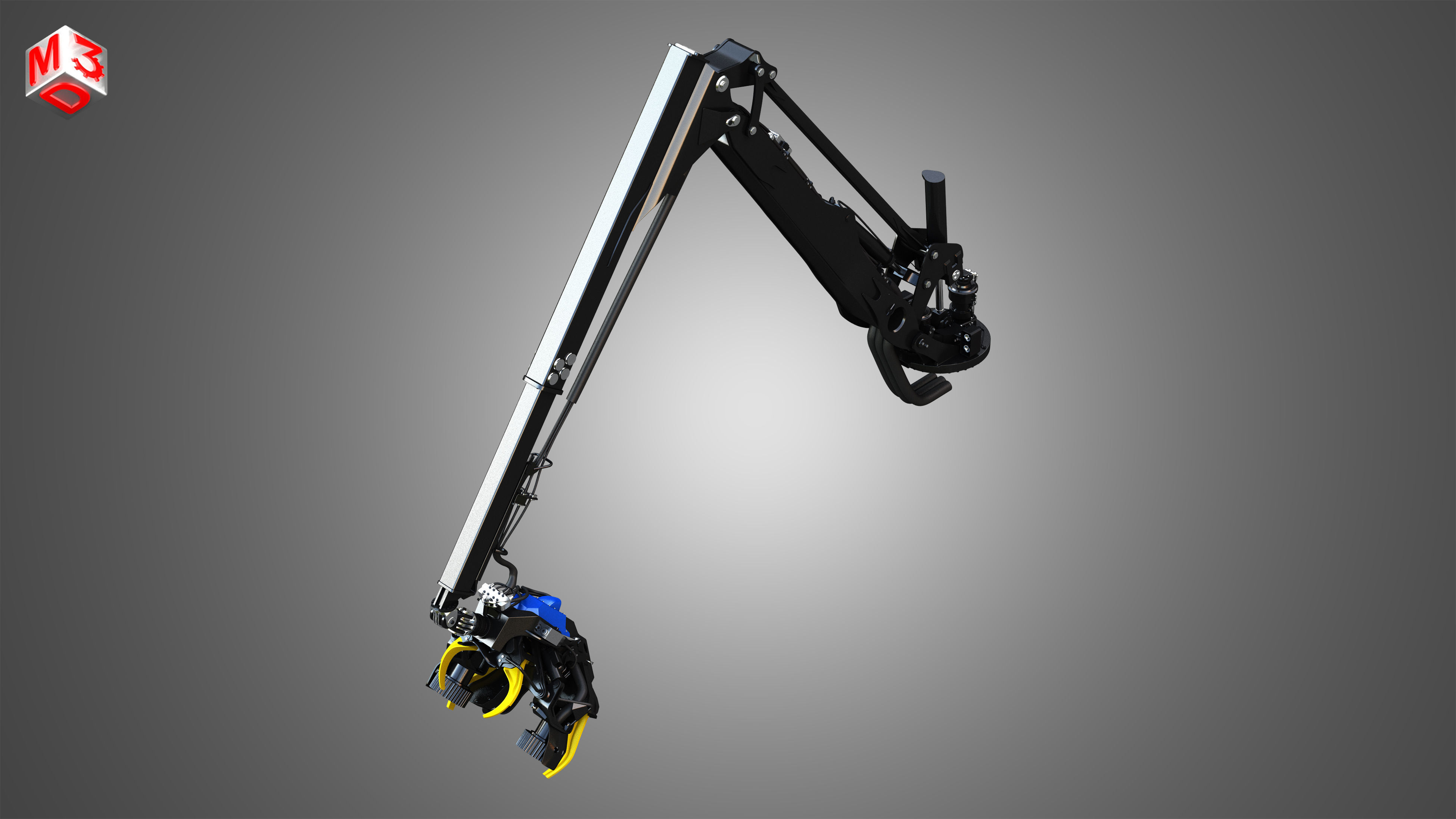 H21D Forestry Harvester Head with Arm 3D model_6