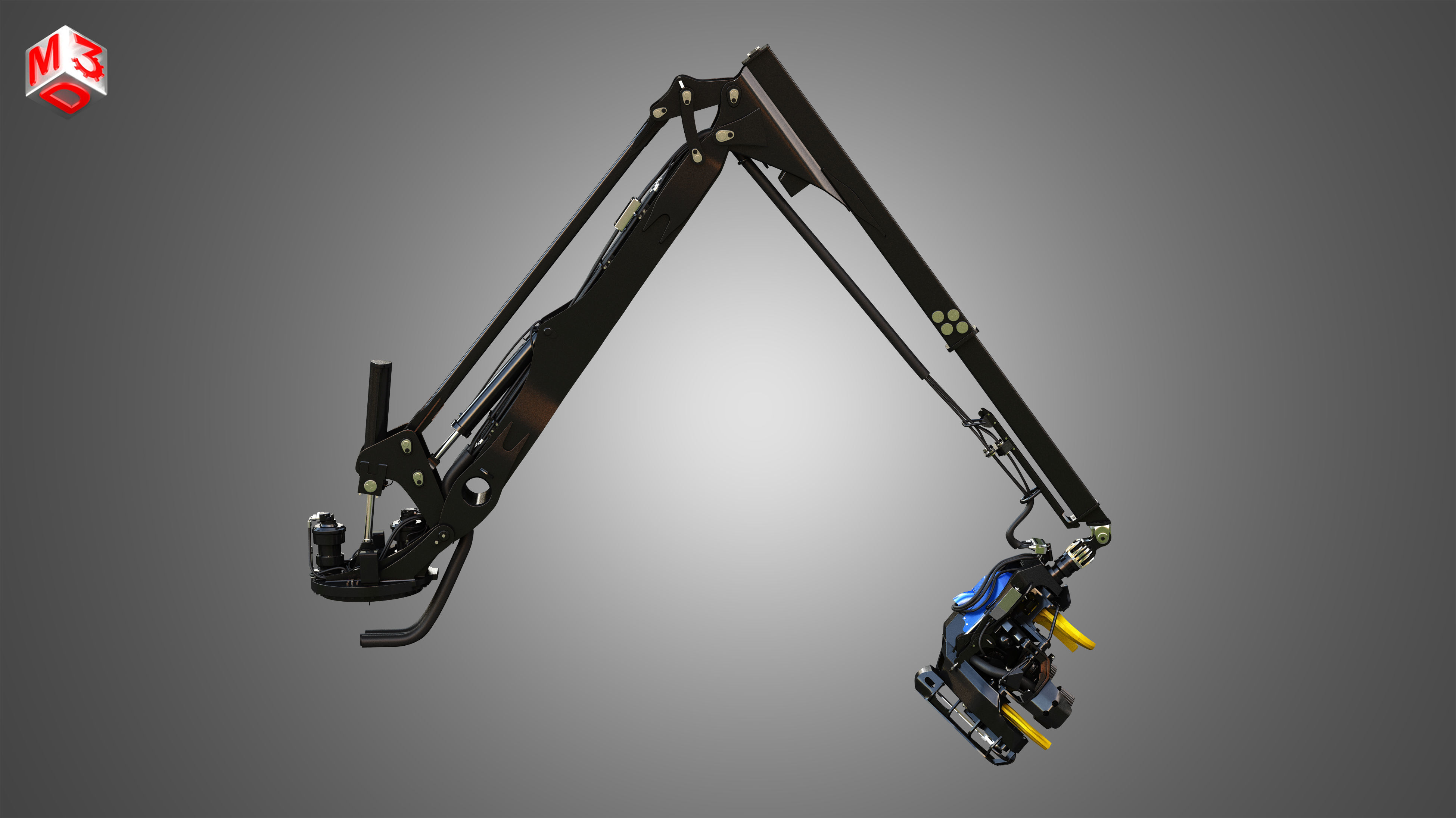 H21D Forestry Harvester Head with Arm 3D model_5