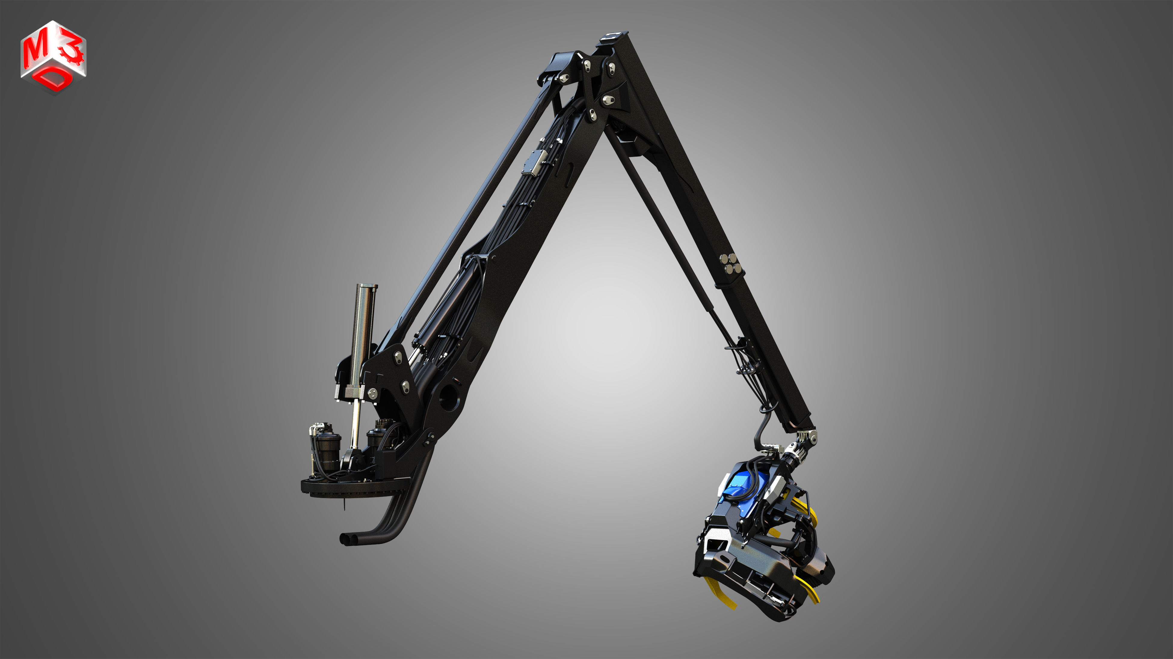 H21D Forestry Harvester Head with Arm 3D model_1