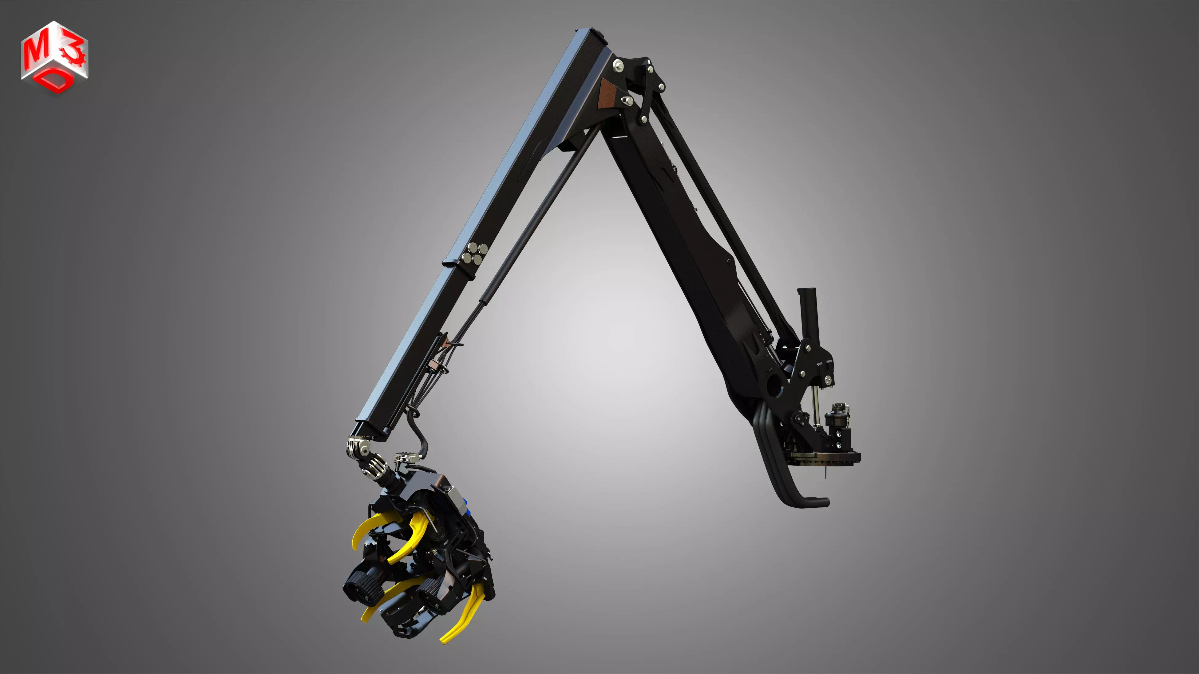 H21D Forestry Harvester Head with Arm 3D model_0