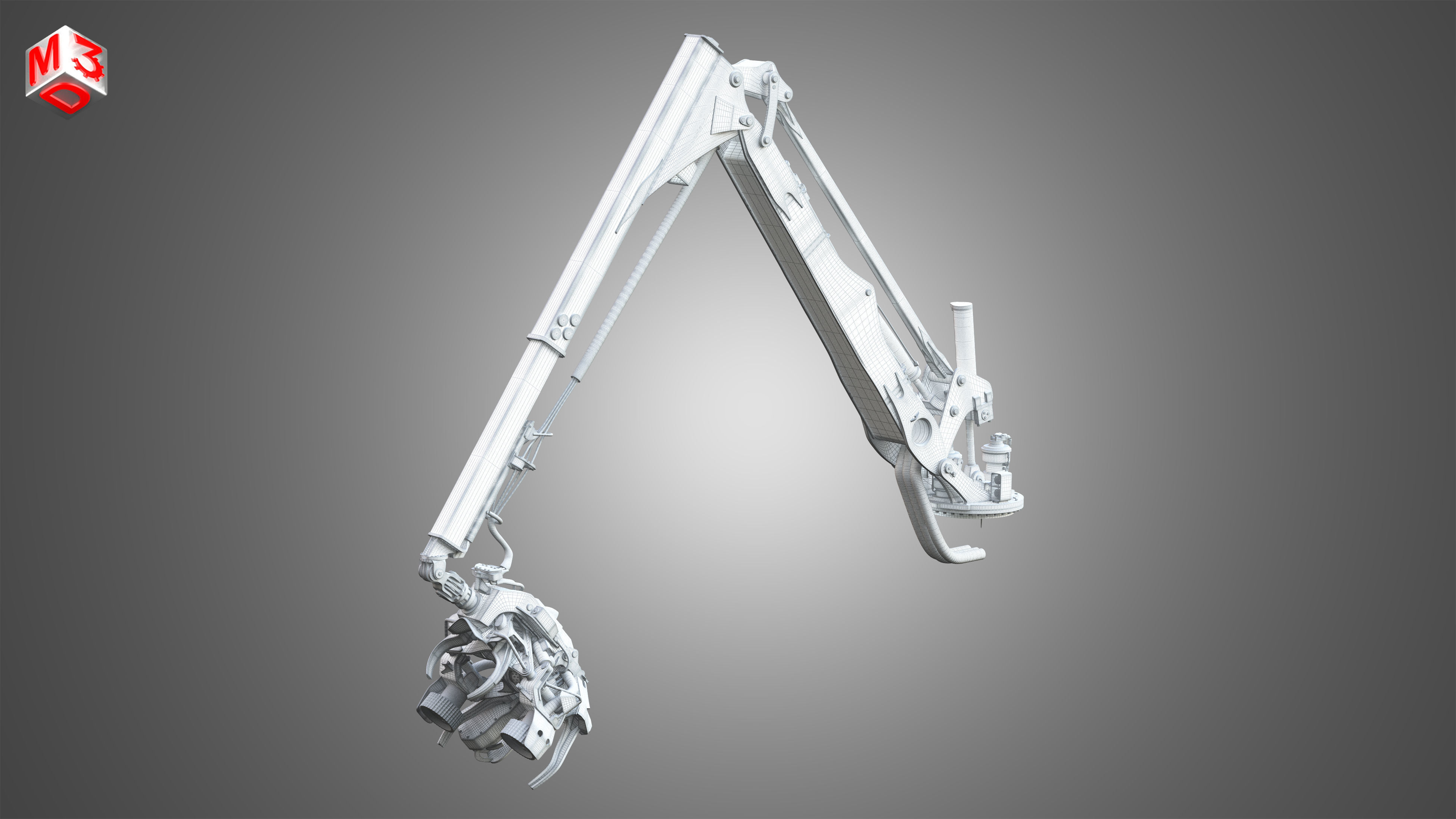 H21D Forestry Harvester Head with Arm 3D model_10