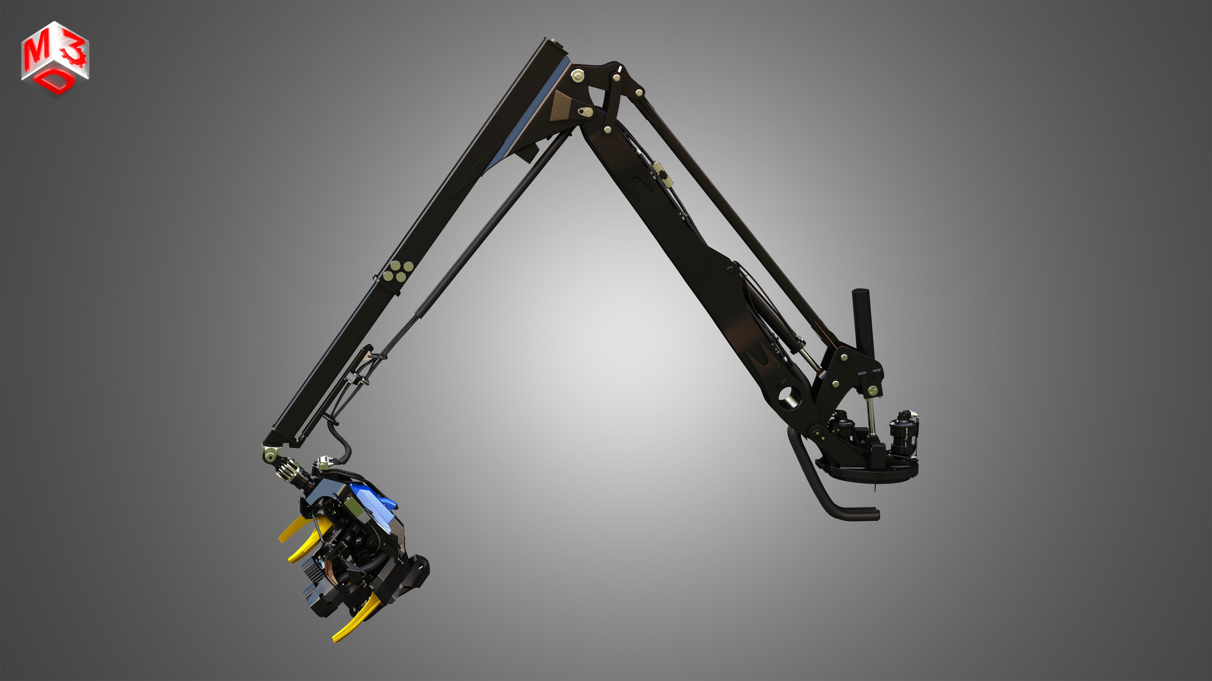 H21D Forestry Harvester Head with Arm 3D model_4