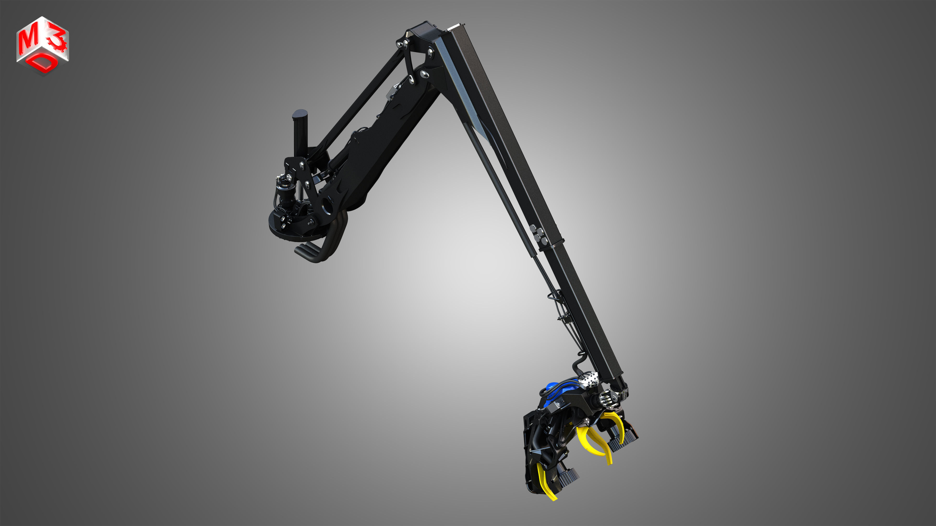 H21D Forestry Harvester Head with Arm 3D model_8