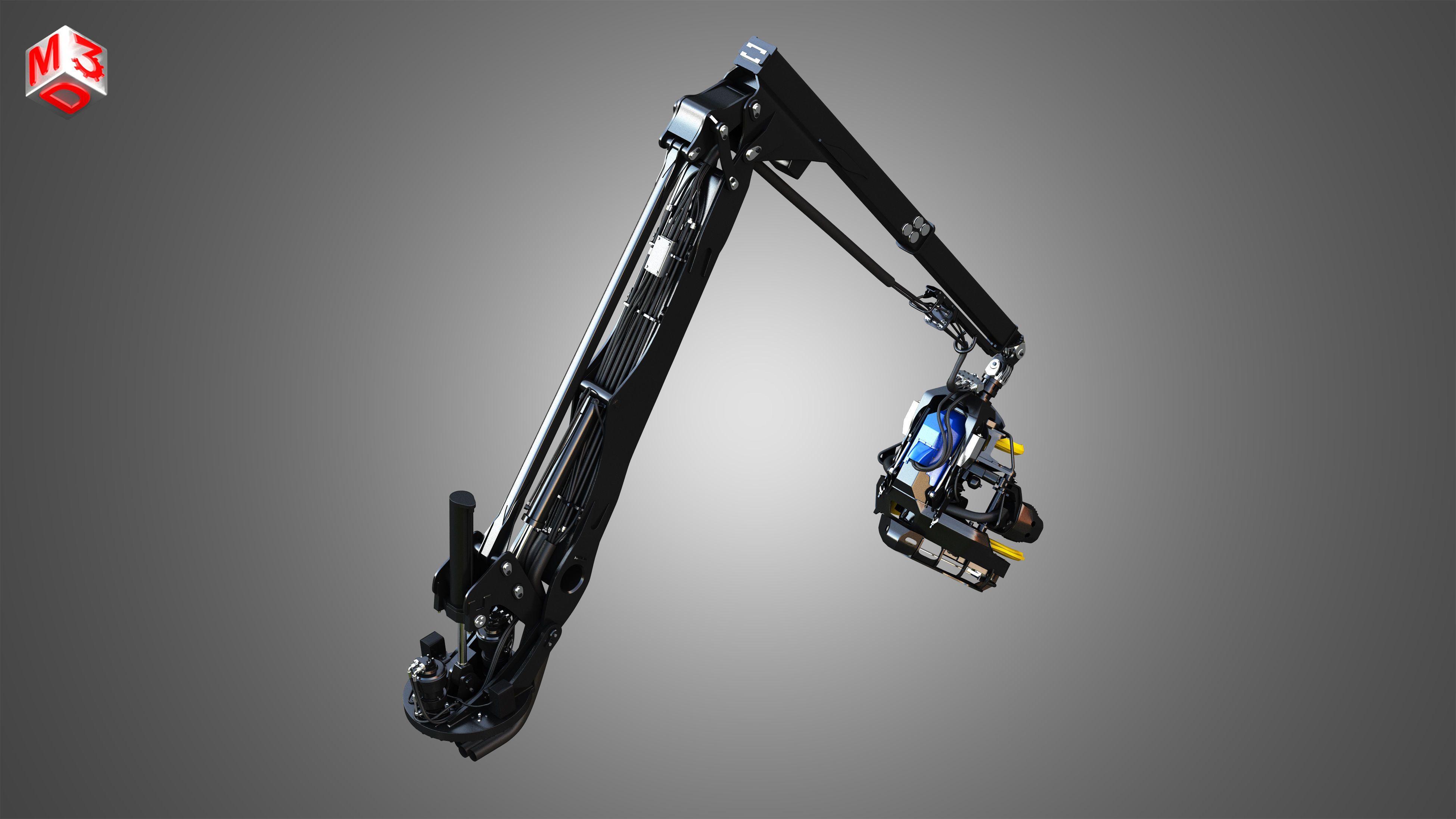 H21D Forestry Harvester Head with Arm 3D model_7