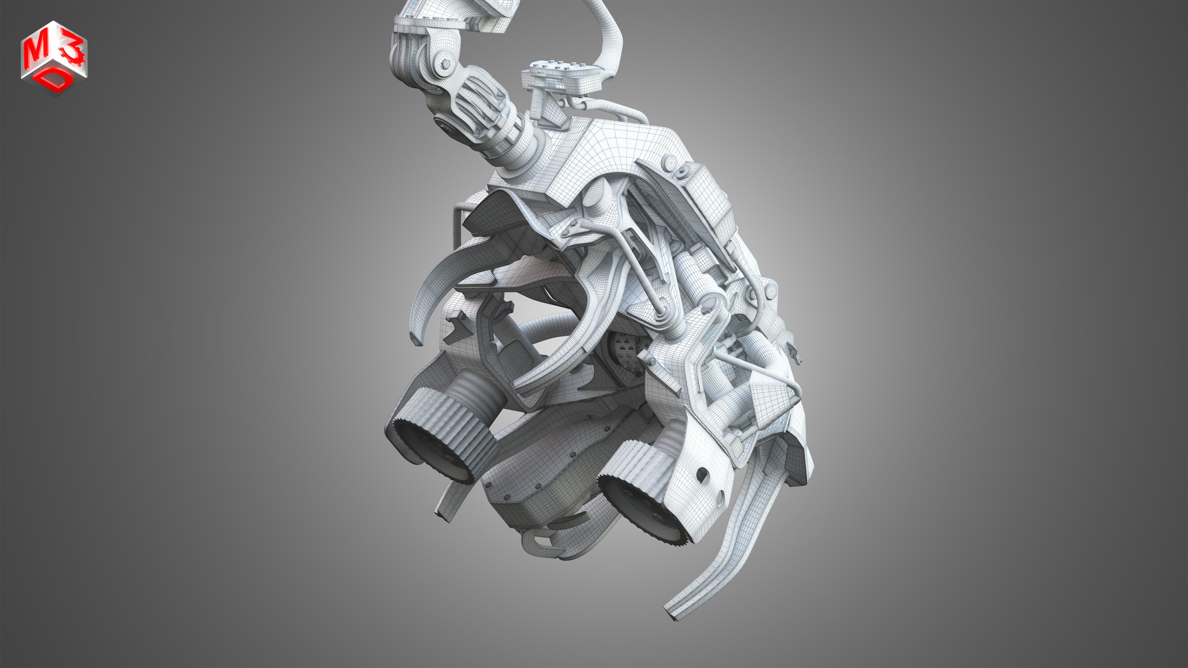 H21D Forestry Harvester Head with Arm 3D model_14