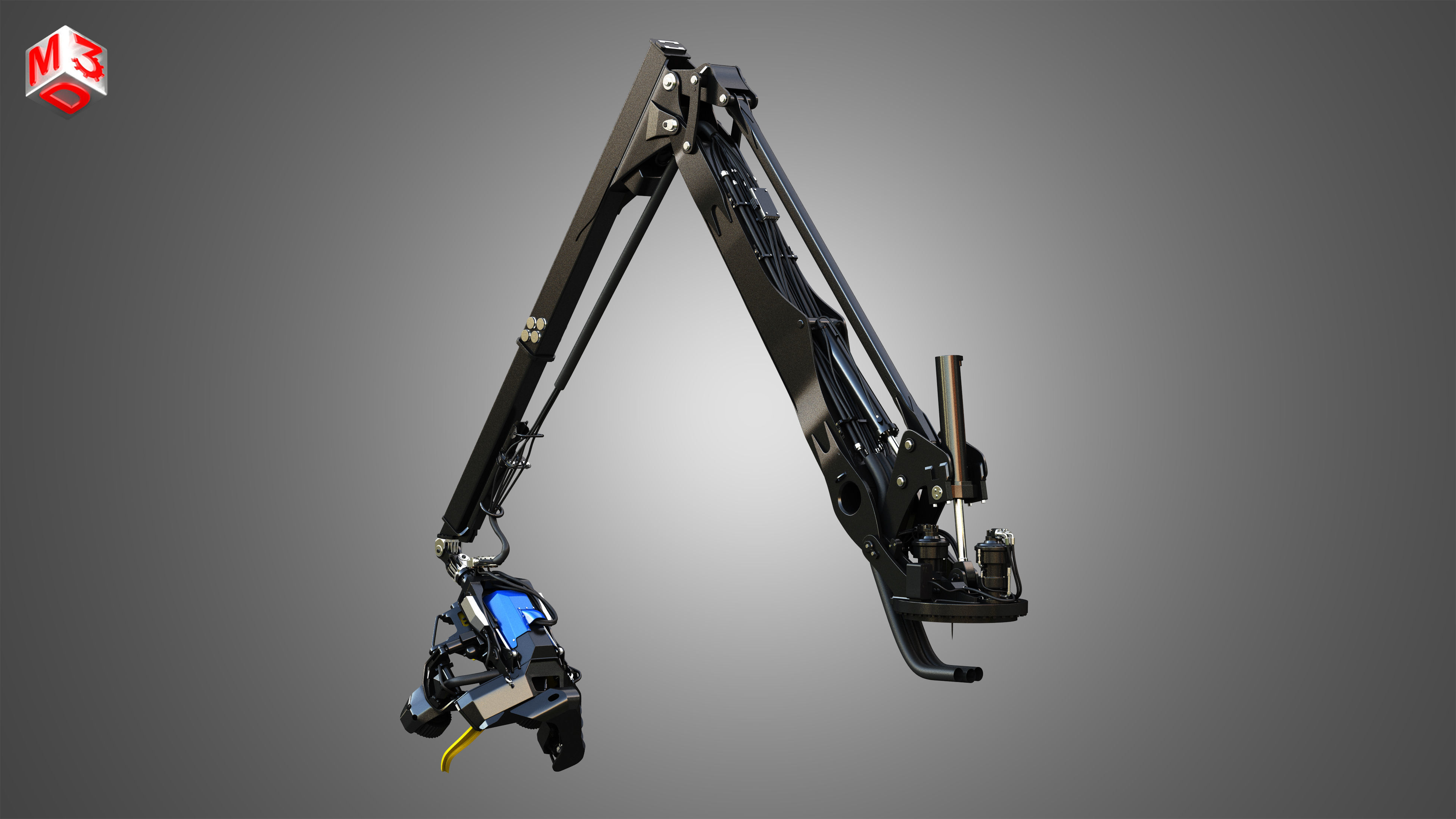 H21D Forestry Harvester Head with Arm 3D model_3