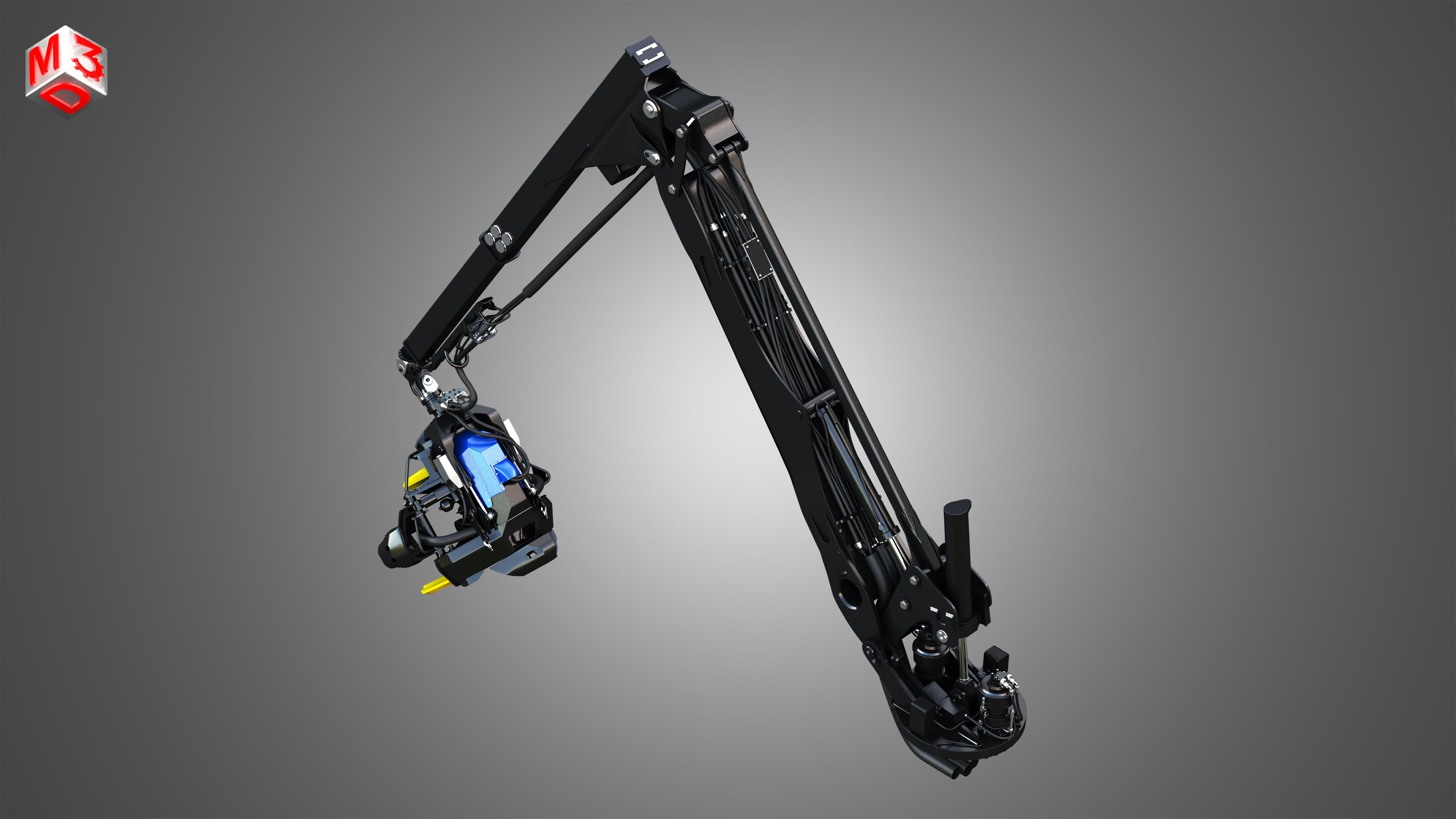 H21D Forestry Harvester Head with Arm 3D model_9