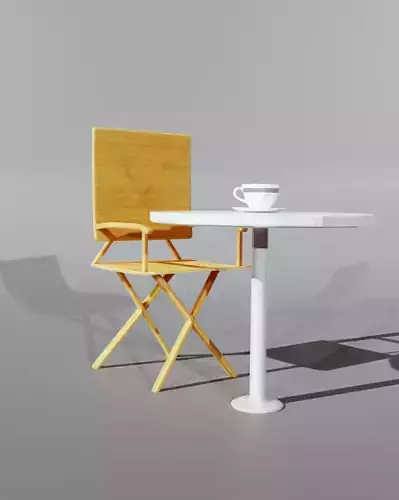 Table-Chair Set with Coffee-Cup