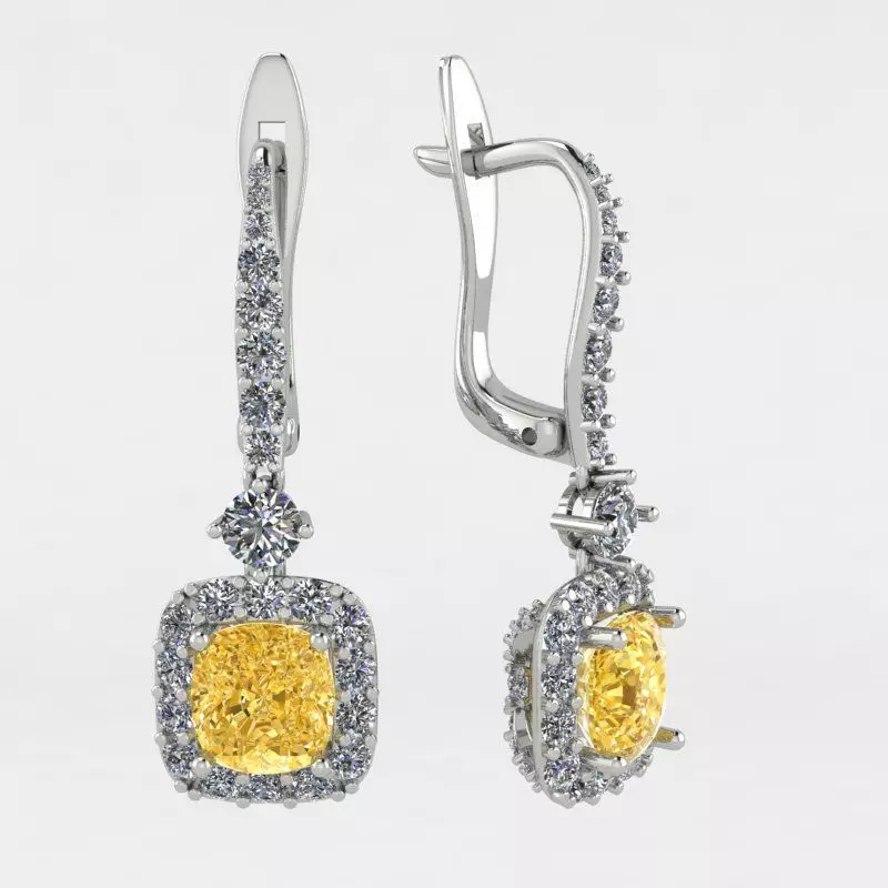 earrings sapphire and diamond 3D print model