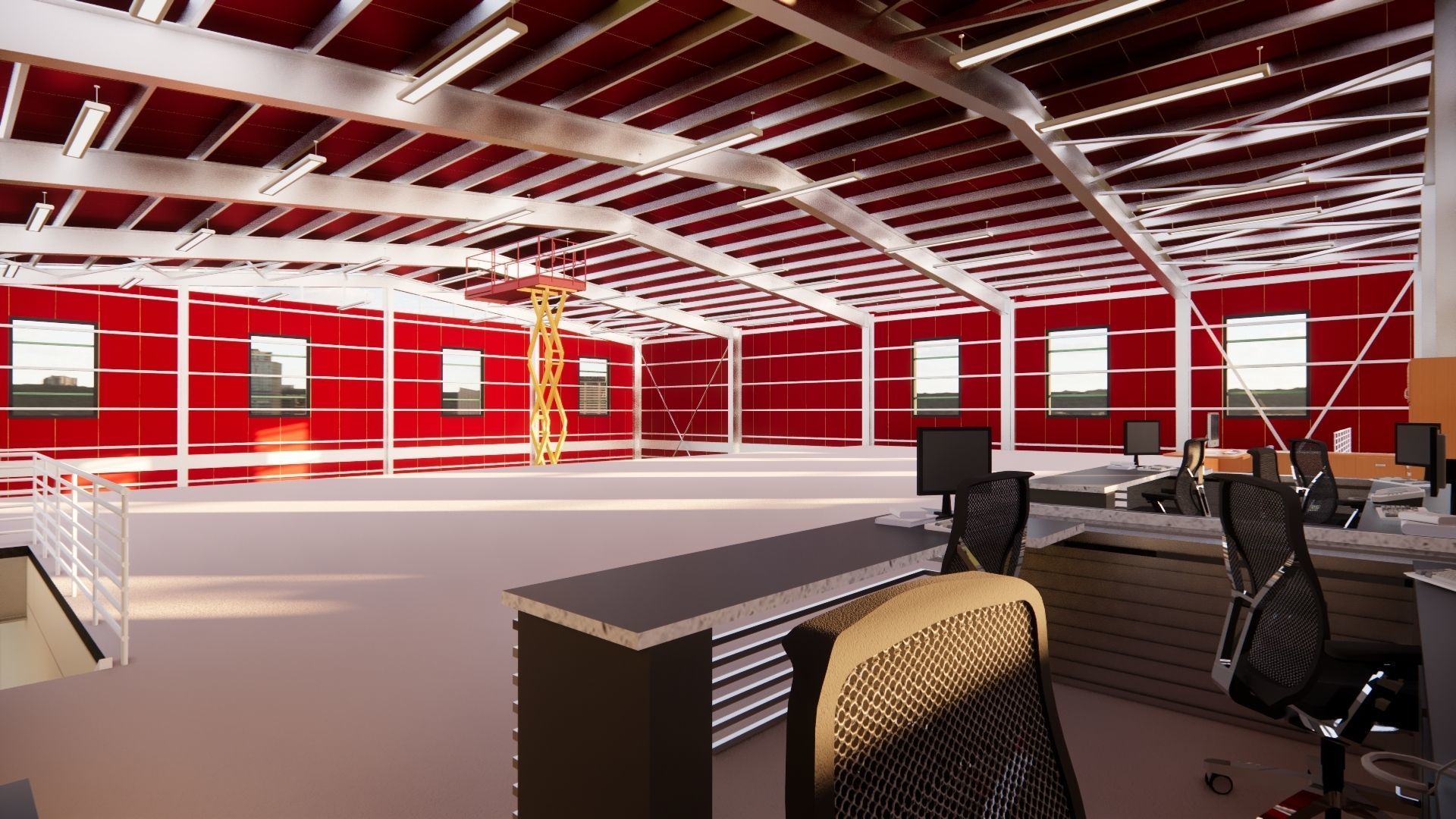 Warehouse G plus M steel structure in Revit 3D model_18