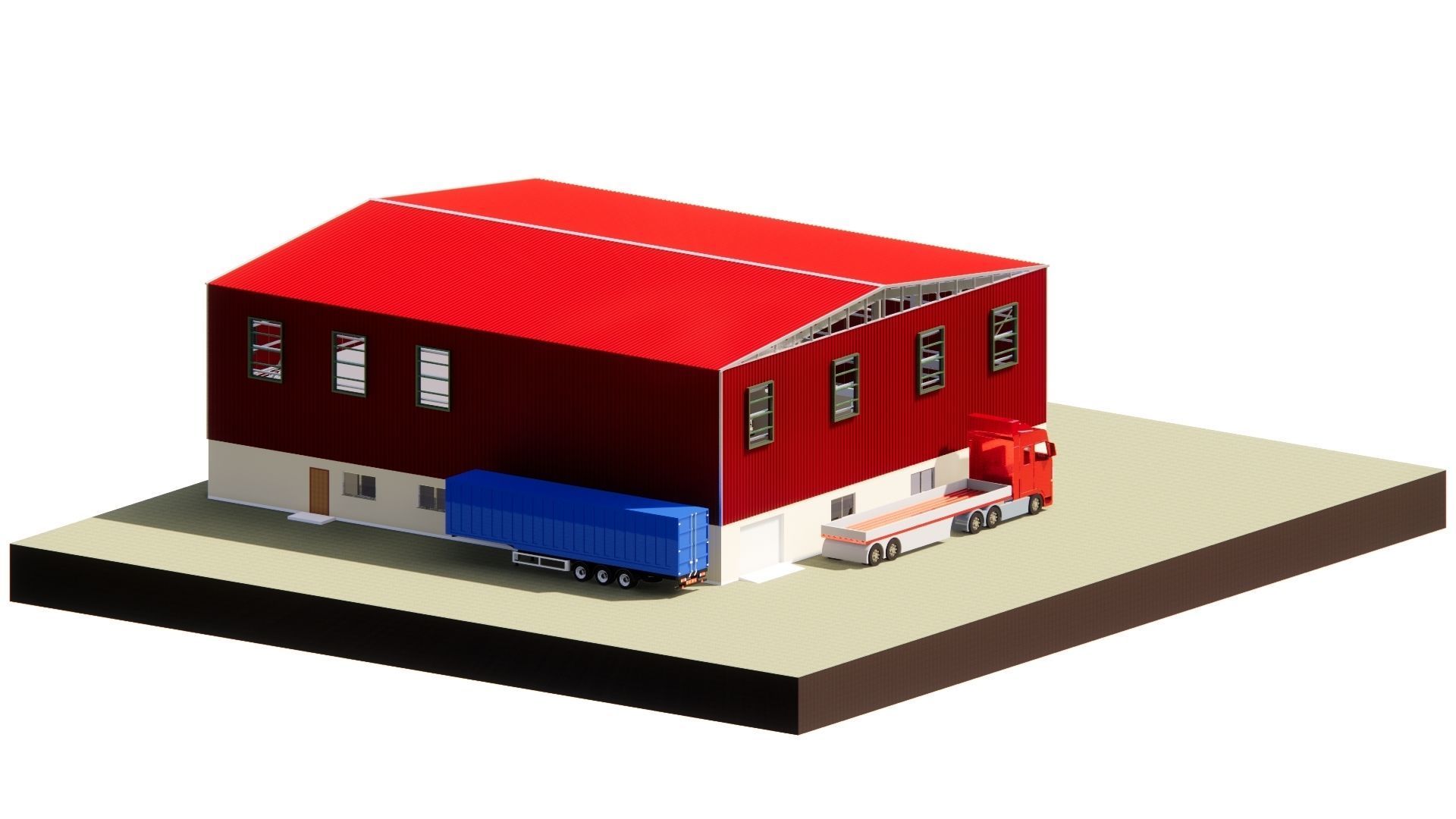 Warehouse G plus M steel structure in Revit 3D model_4