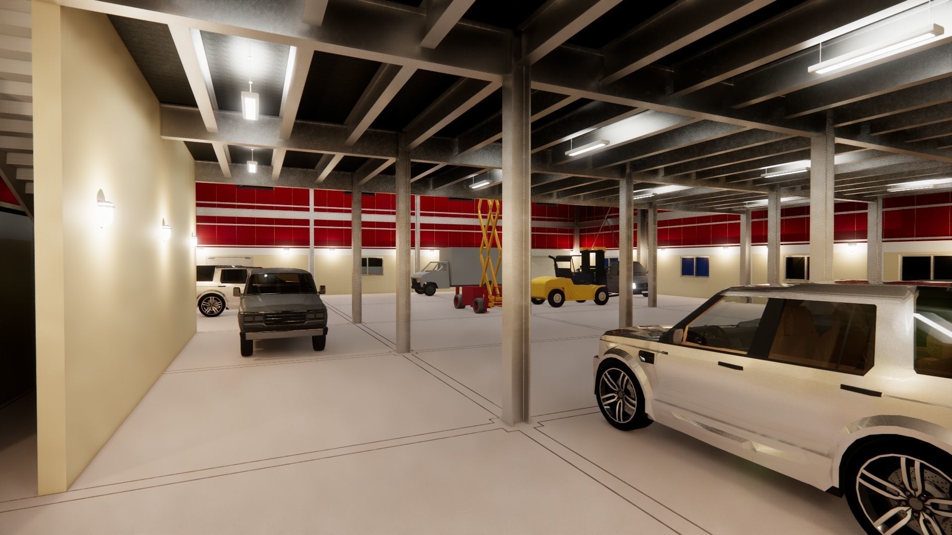 Warehouse G plus M steel structure in Revit 3D model_17