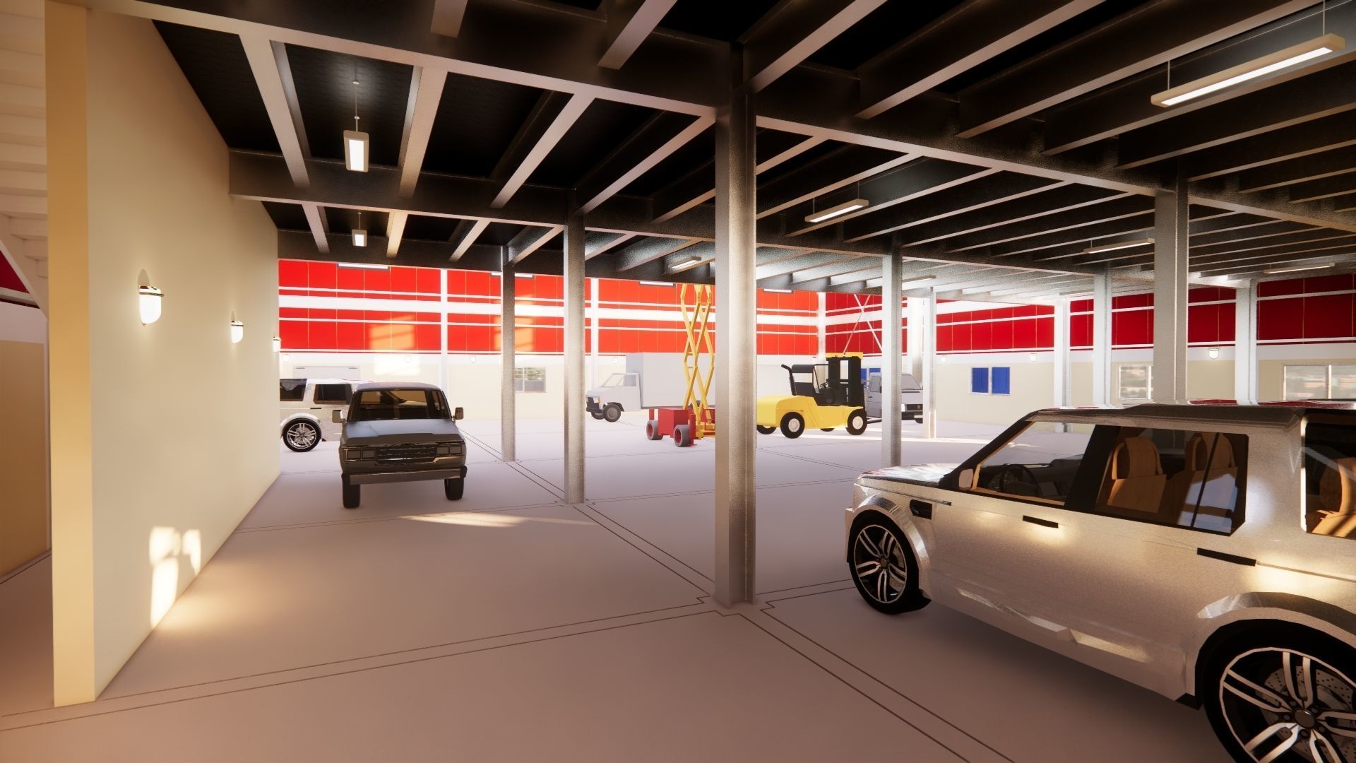 Warehouse G plus M steel structure in Revit 3D model_15