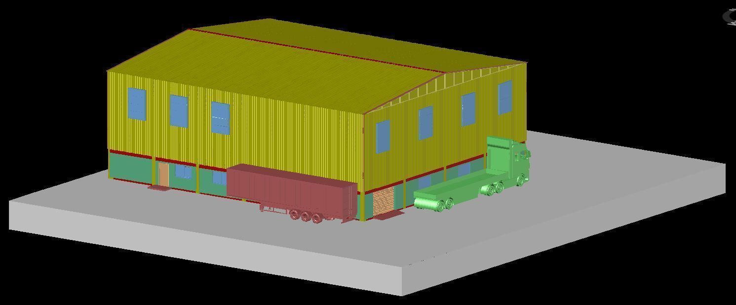 Warehouse G plus M steel structure in Revit 3D model_14
