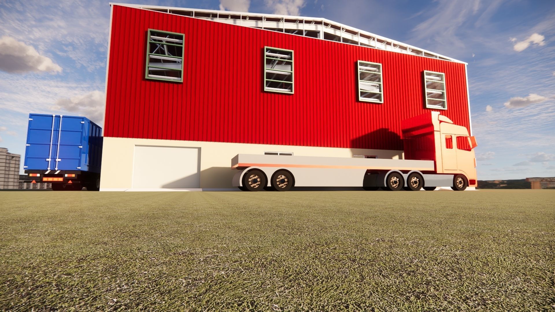 Warehouse G plus M steel structure in Revit 3D model_8