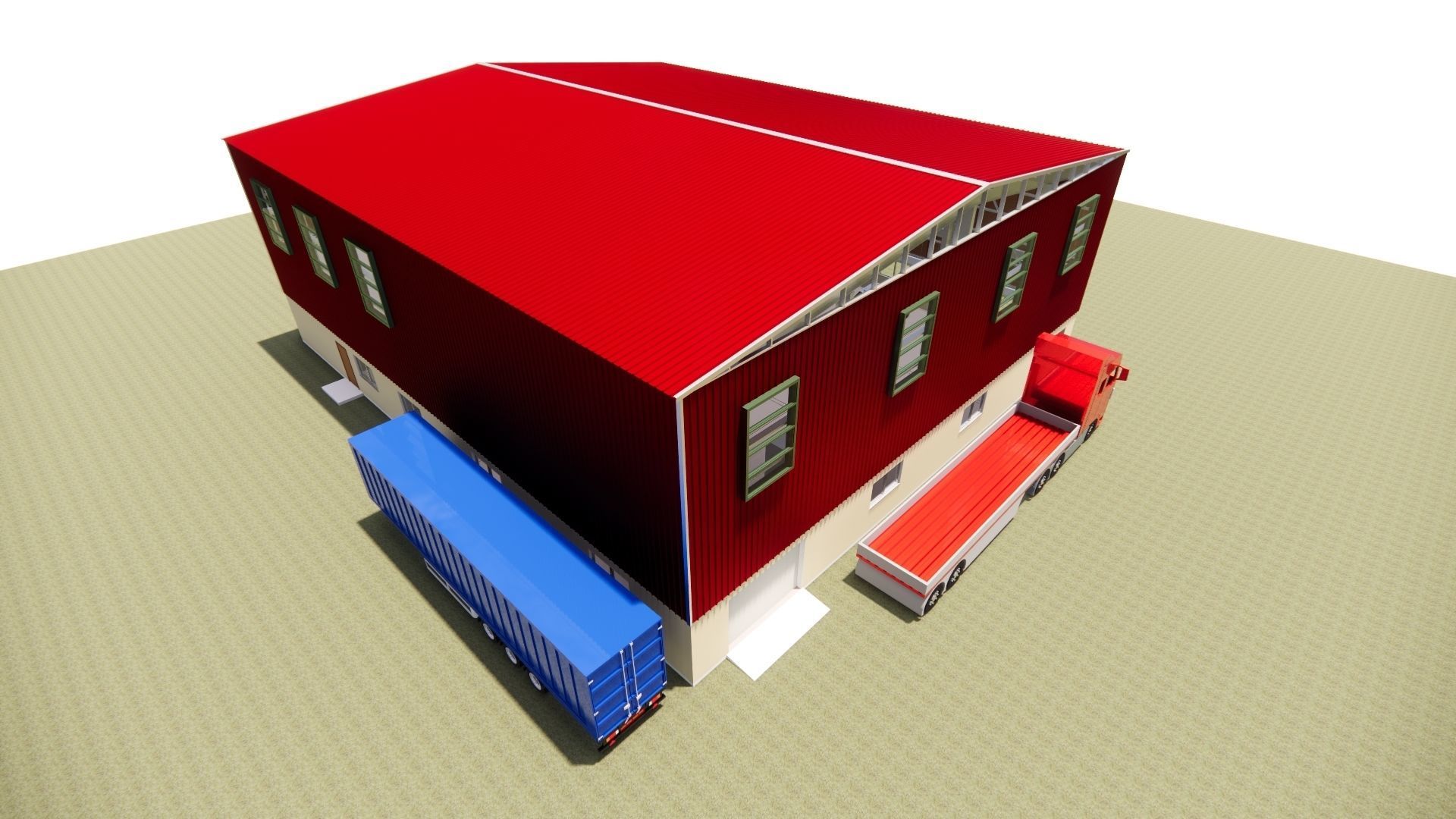 Warehouse G plus M steel structure in Revit 3D model_2