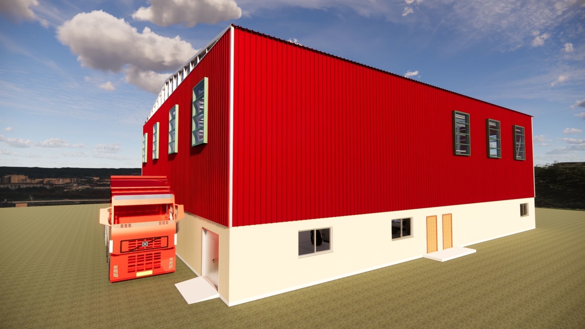 Warehouse G plus M steel structure in Revit 3D model_9