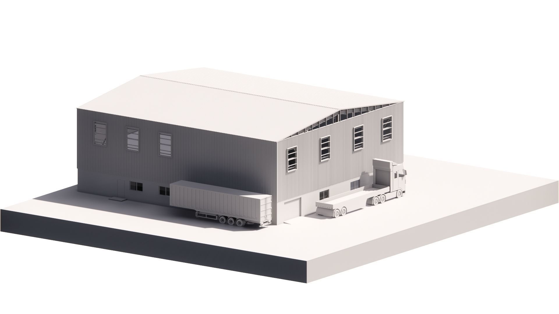 Warehouse G plus M steel structure in Revit 3D model_5