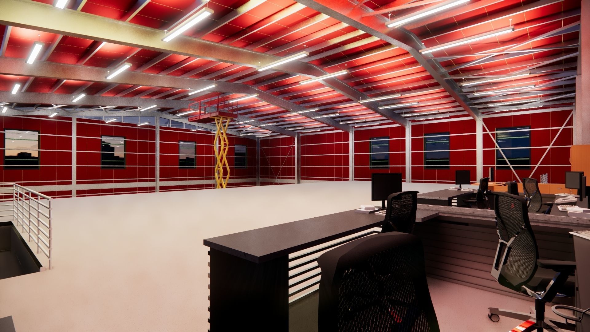 Warehouse G plus M steel structure in Revit 3D model_19