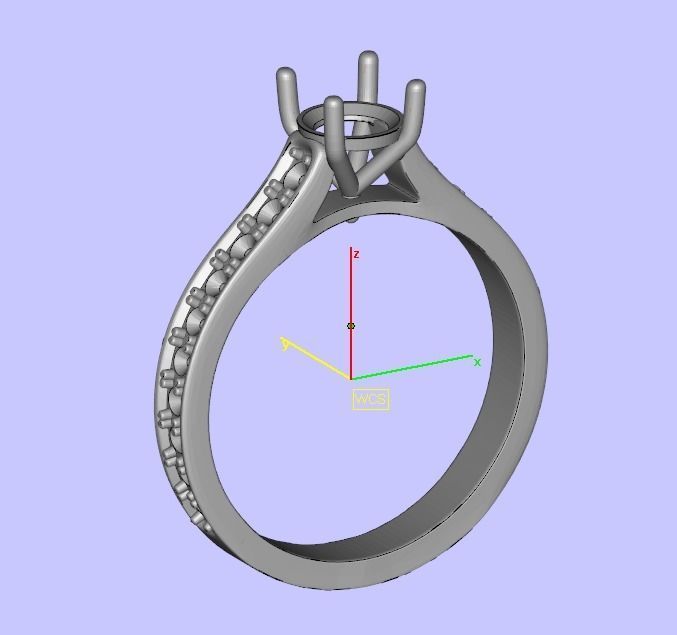 Rings diamond engagement ring gold 3D print model_2