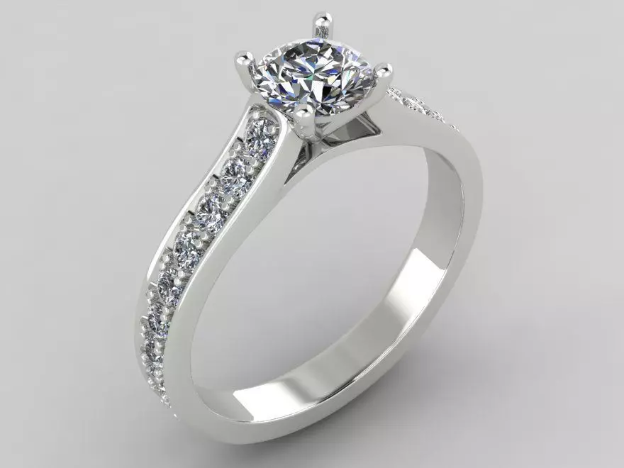 Rings diamond engagement ring gold 3D print model_0