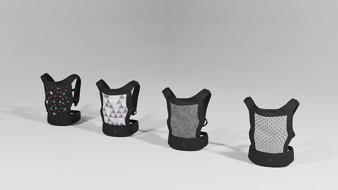 Baby-plus patterned wearable baby carriers set 4 variations S Low-poly 3D model