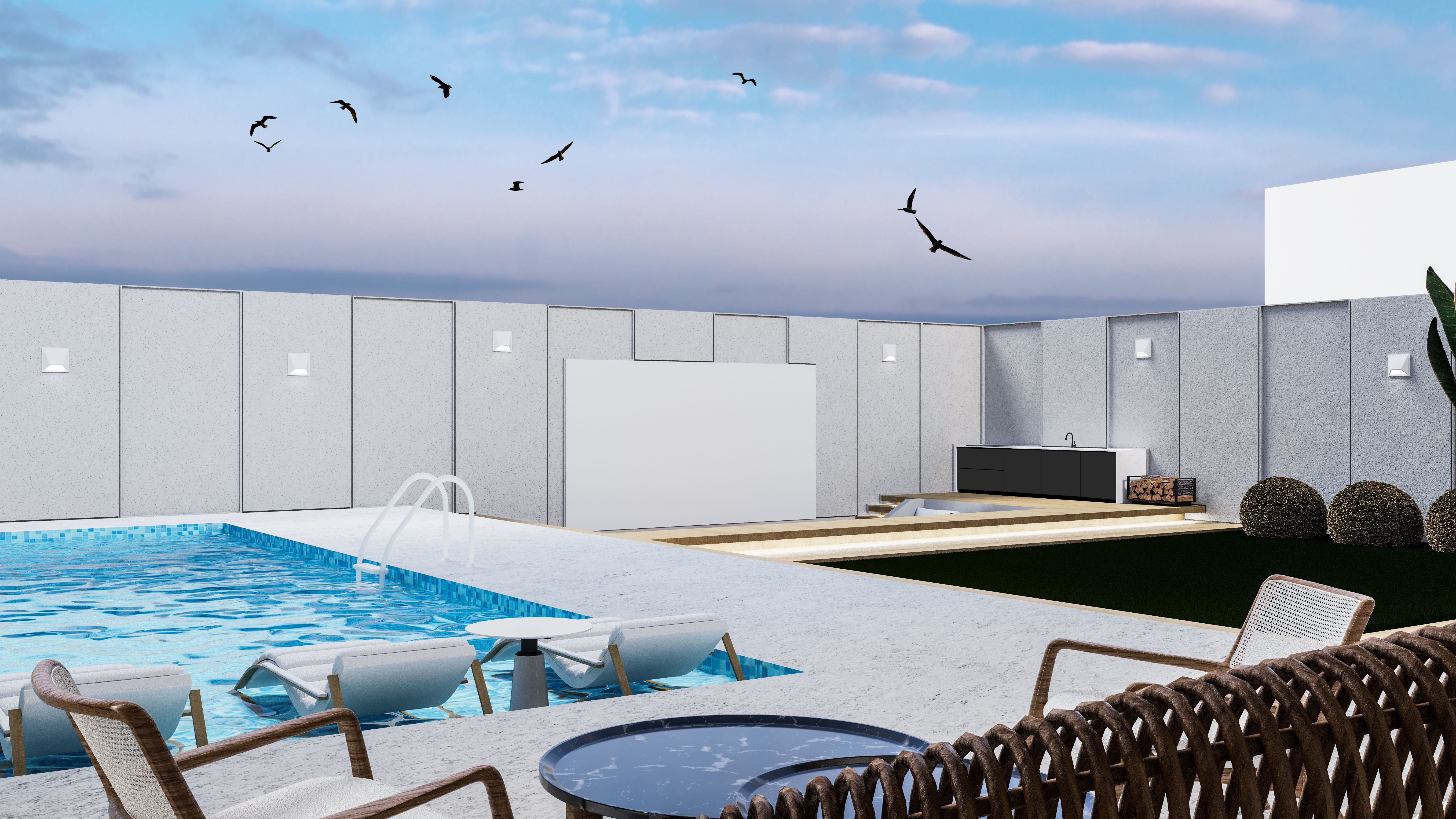 Modern House Exterior Scene 3D Model 3D model_4