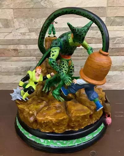 CELL VS ANDROIDE 17 Y 16 TENSHINHAN DRAGON BALL Z 3D PRINT MODEL