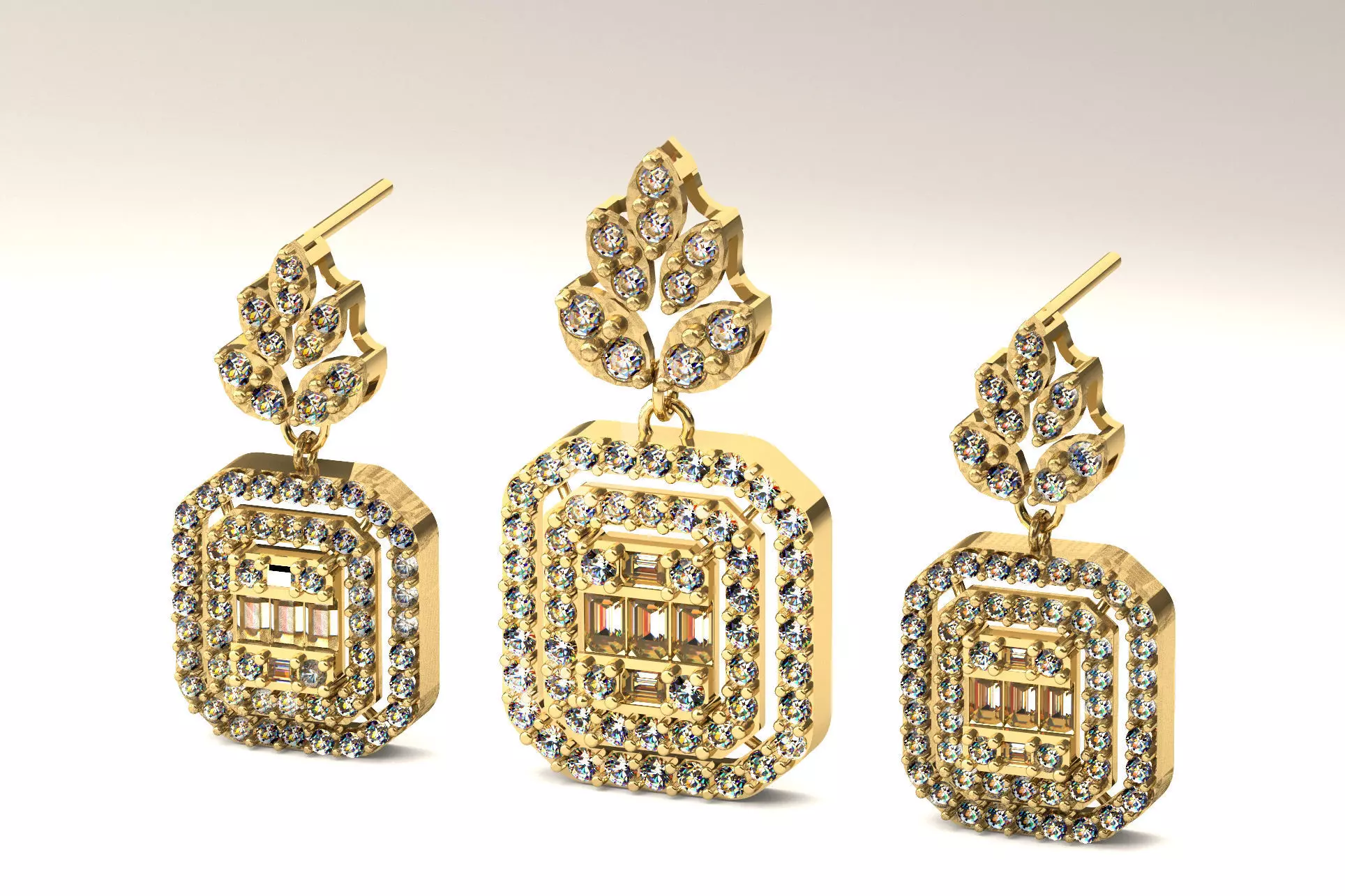 Set S 14 pendant and earring 3D print model