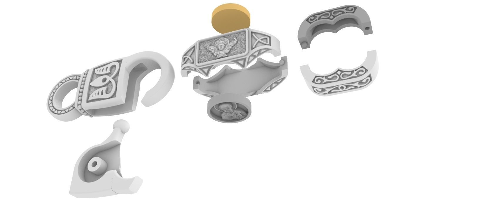 Chain with St Nicholas and padlock 3D print model_4